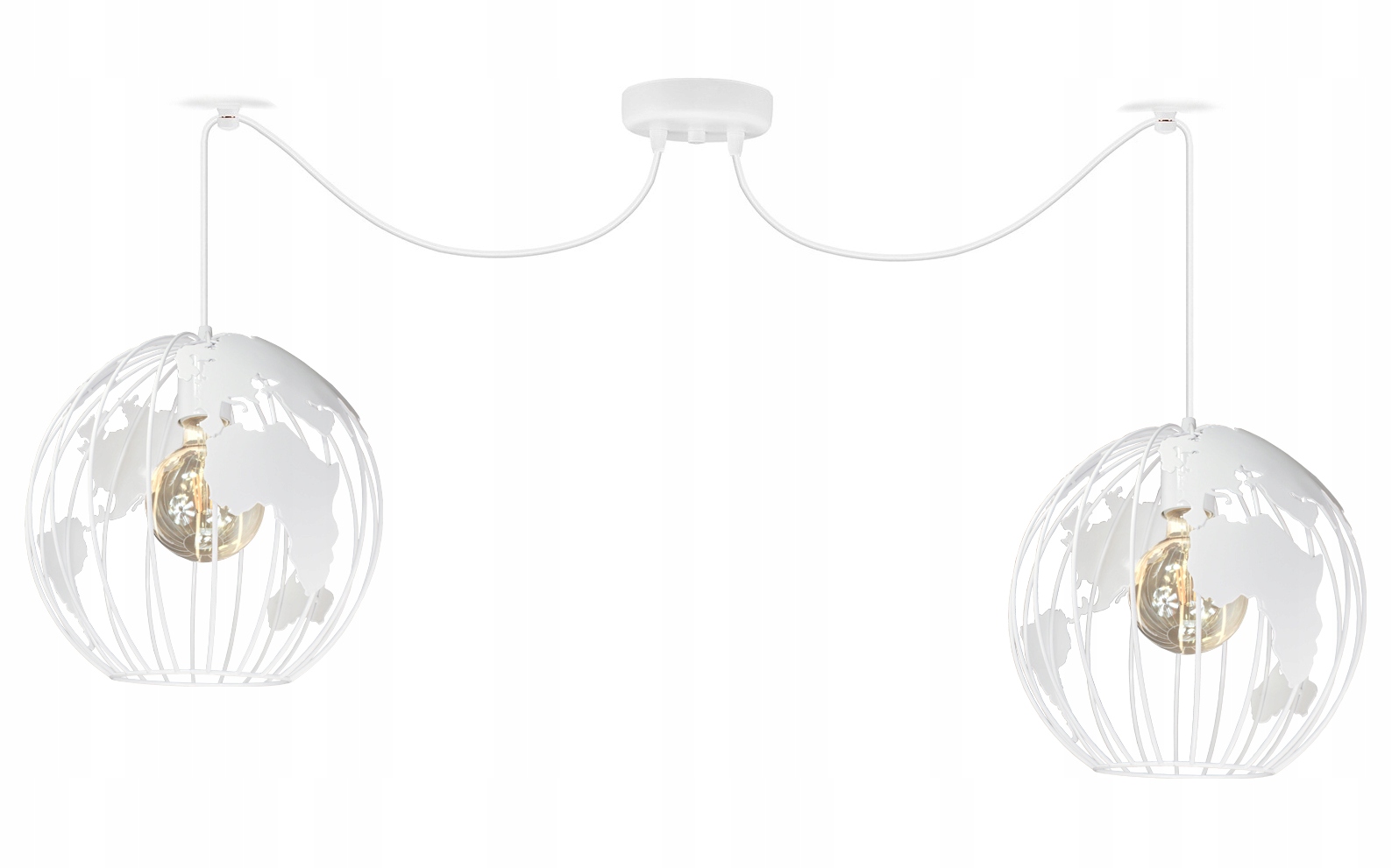 Pavouk Lustr Závěsná Lampa Globus 2 Koule Bílá