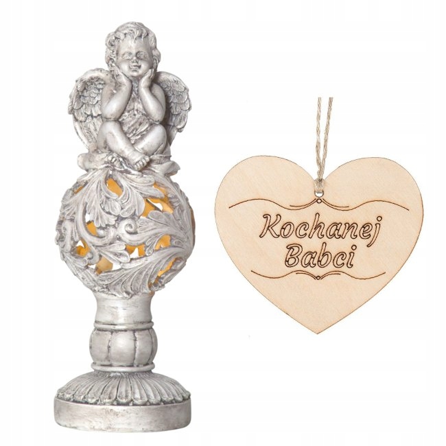 ZNICZ dla BABCI ANIOŁ STRÓŻ SOLARNY do ogrodu lub na grób