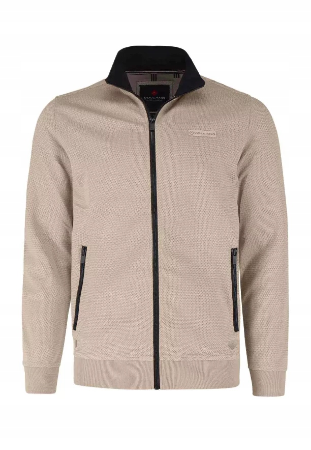 Pánská Rozepínací Mikina Se Stojáčkem Béžová Volcano B-montero XXL