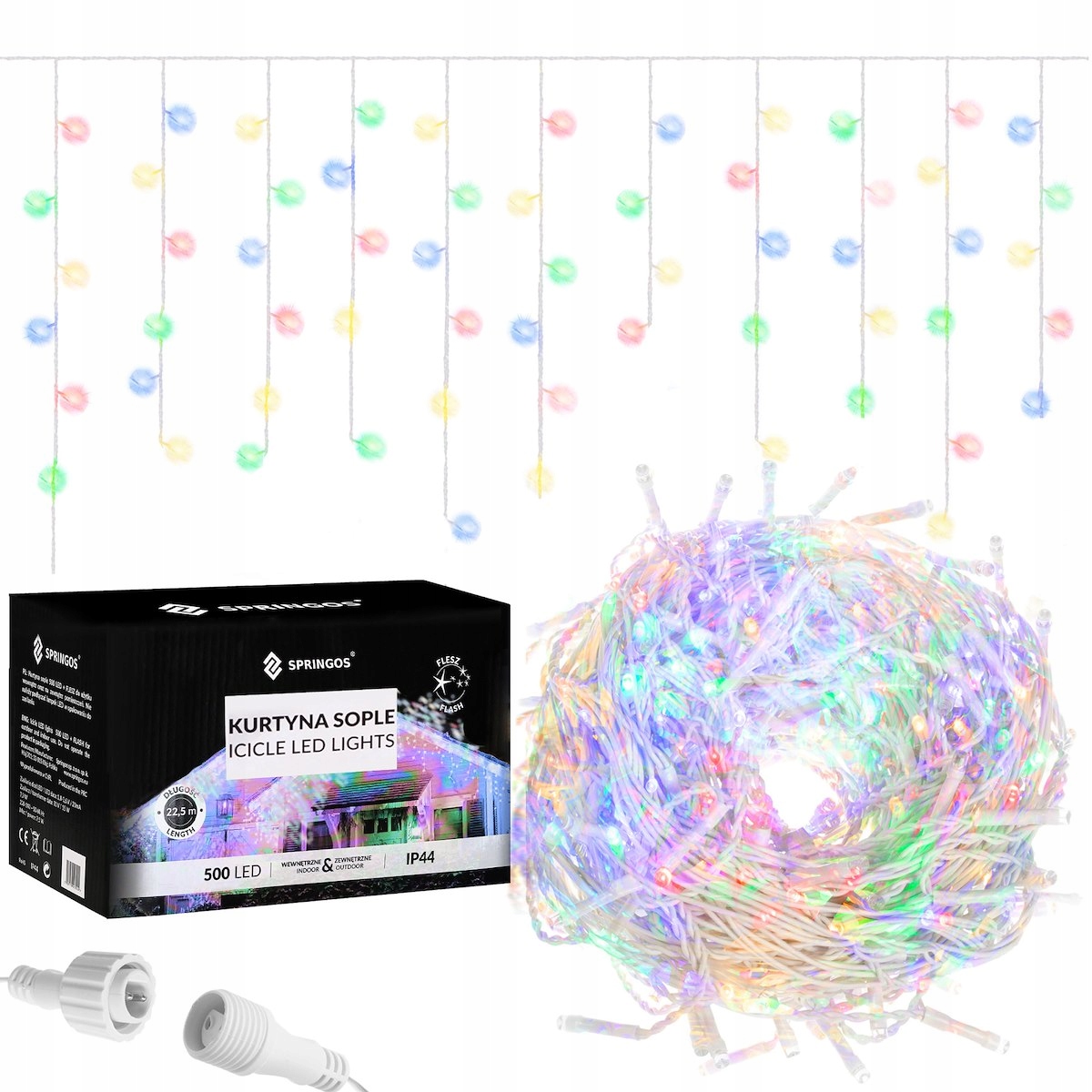 

Kurtyna Girlanda Sople Lampki 500 Led Multikolor