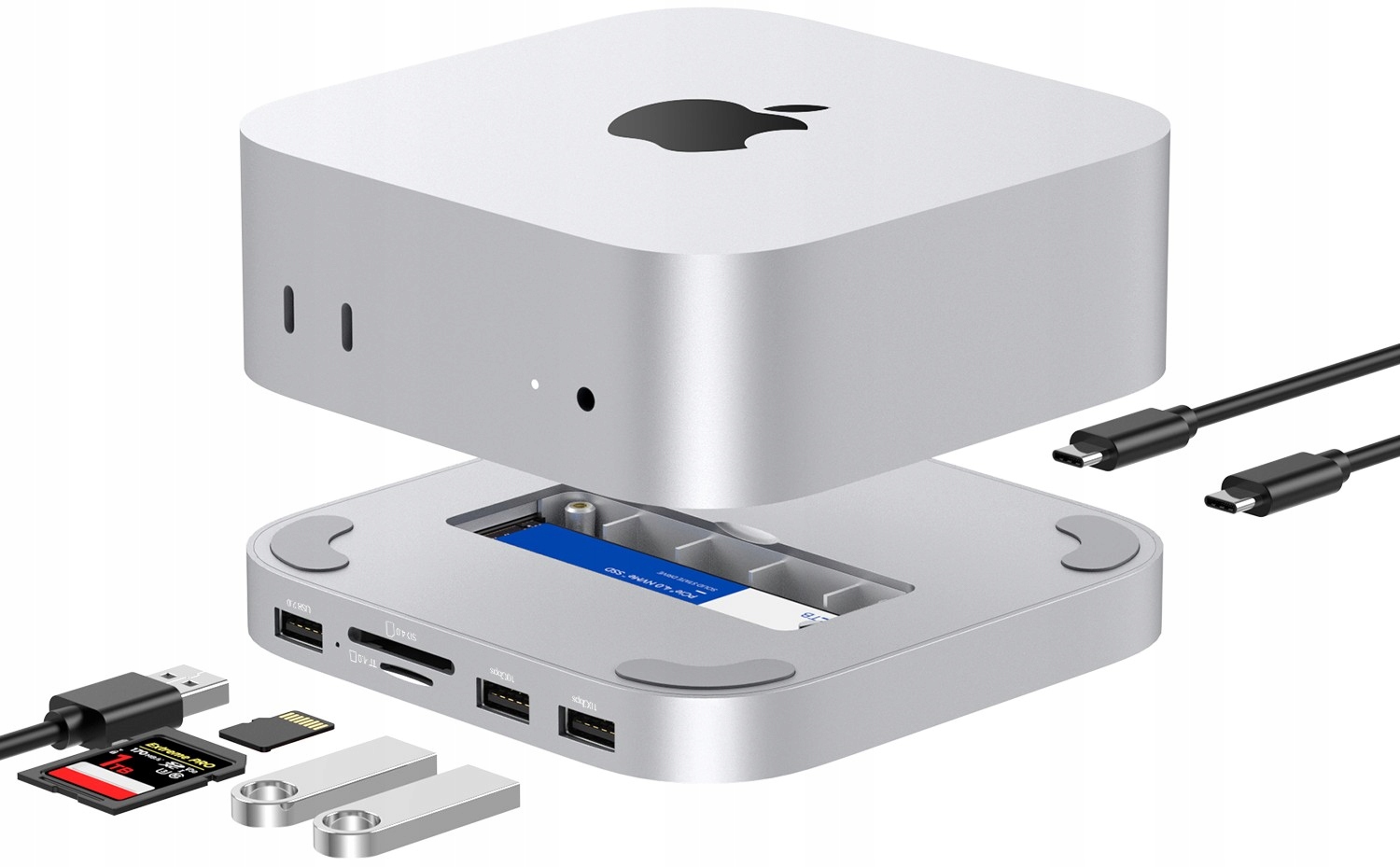Dokovací stanice dock Hub Ssd M.2 pro Mac Mini M4 M5 8v1 Usb disk M.2 ssd