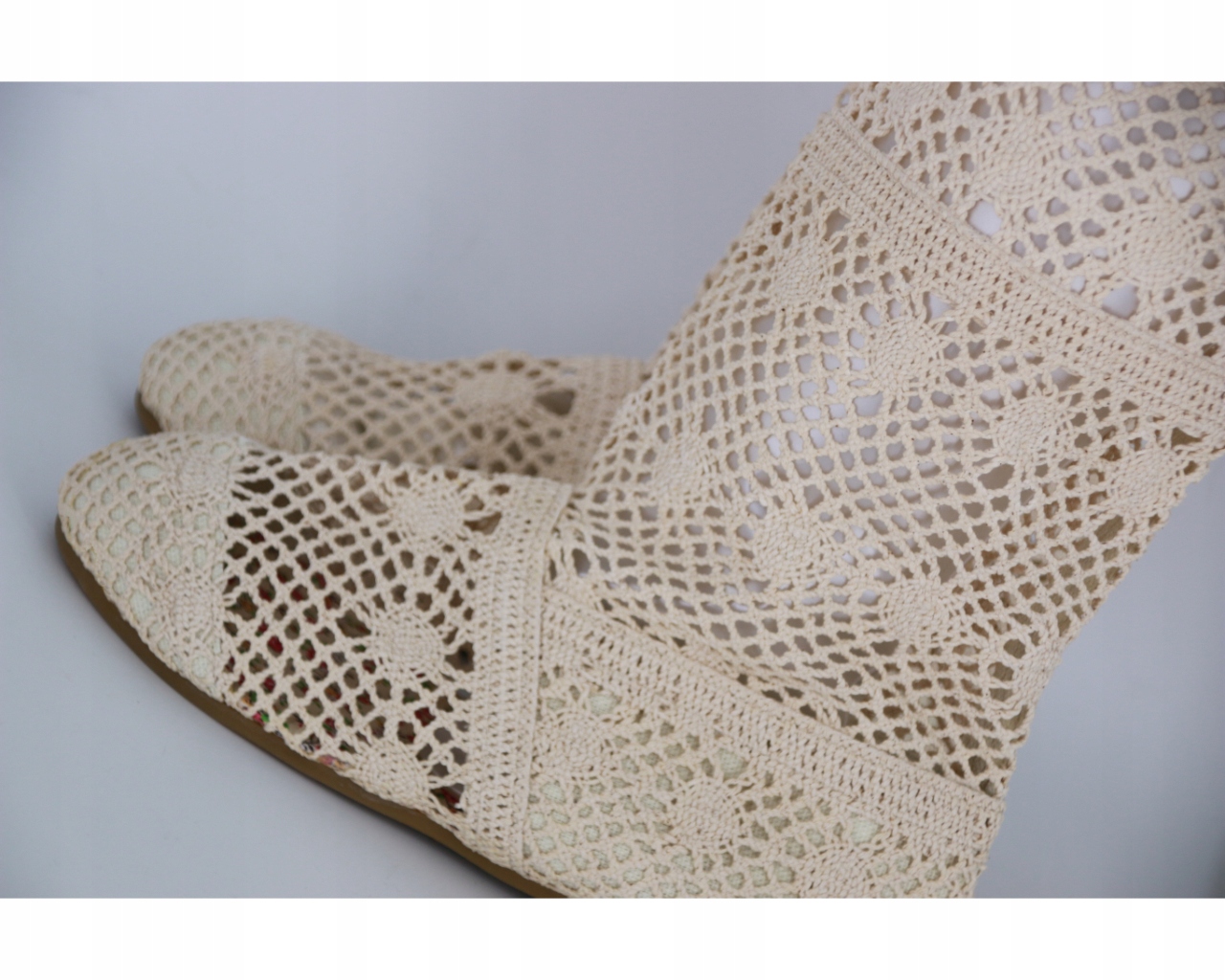 KOZAKI KORONKI BUTY KORONKOWE AŻUROWE BEŻOWE LETNIE PRZEWIEWNE KOZACZKI 39 Kod producenta X_YB-7