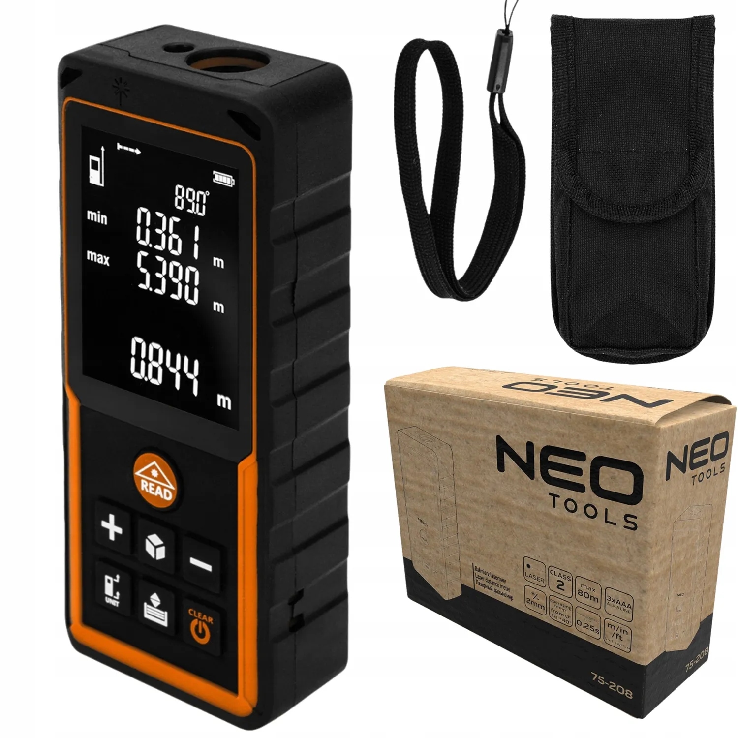 Dalmierz laserowy cyfrowy miernik odległości zasięg 100m, IP54, Neo 75-207