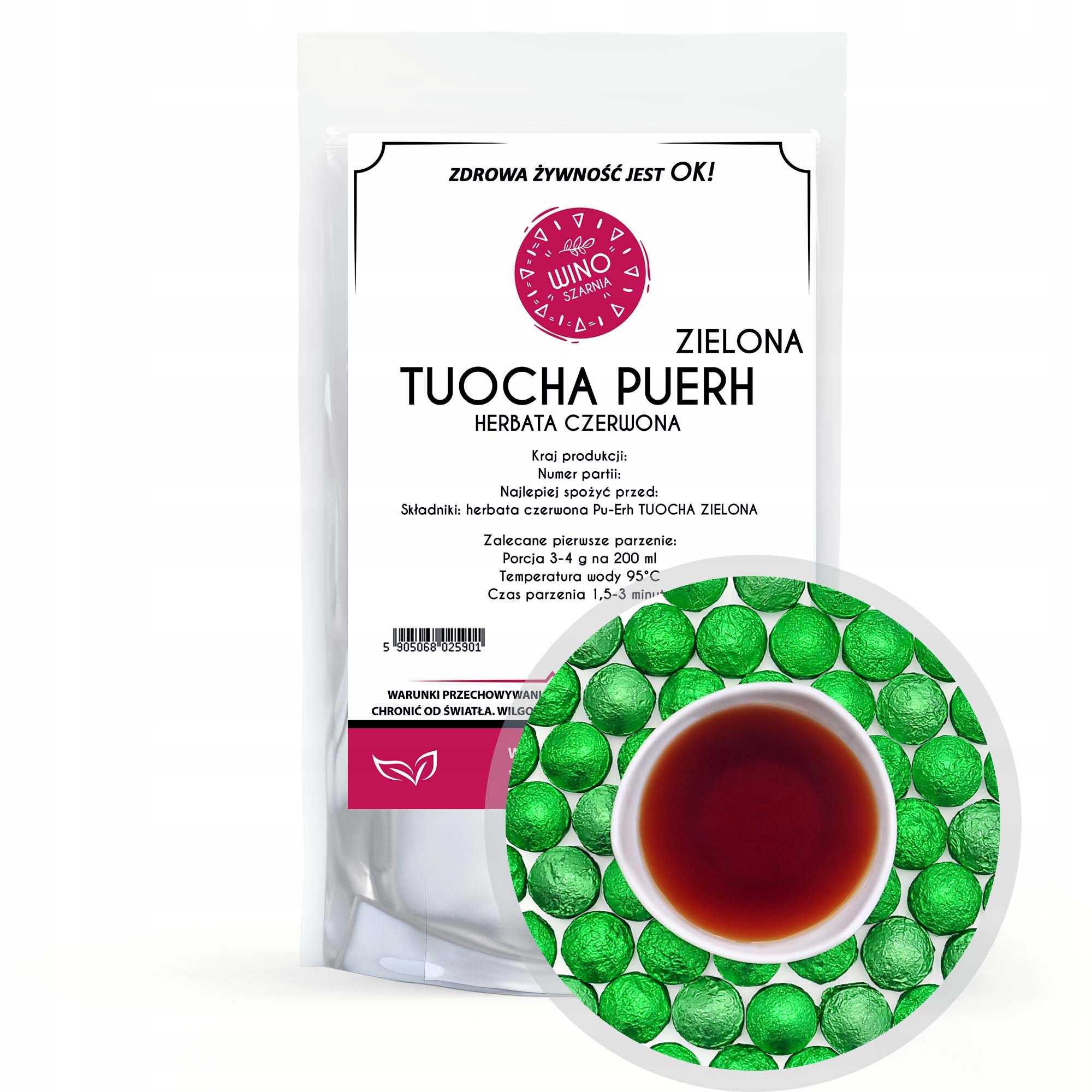 Levně Čaj Červený lisovaný Pu Erh Tuocha Zelený puerh 500 g