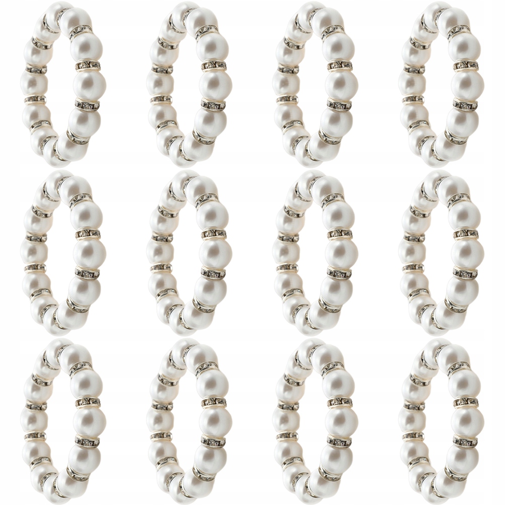 12 SZT. PERŁOWE PIERŚCIONKI NA SERWETKI PERŁOWE PODSTAWKI NA SERWETKI Marka bez marki