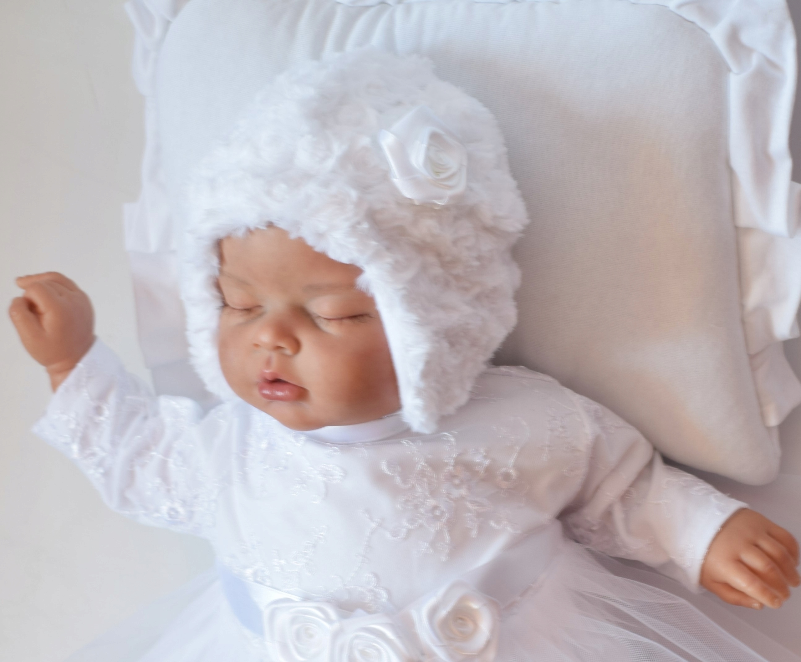 Ciepła CZAPKA polar futerko CHRZEST 62 68 AMELIA Rozmiar 62-68 cm