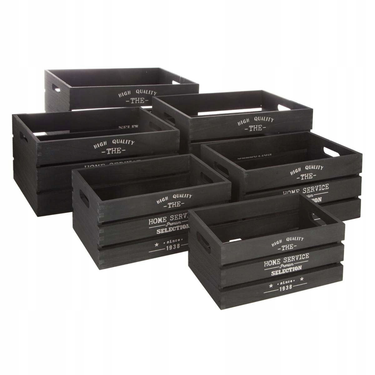 Sada 6 dekoračních úložních skříněk, černá barva