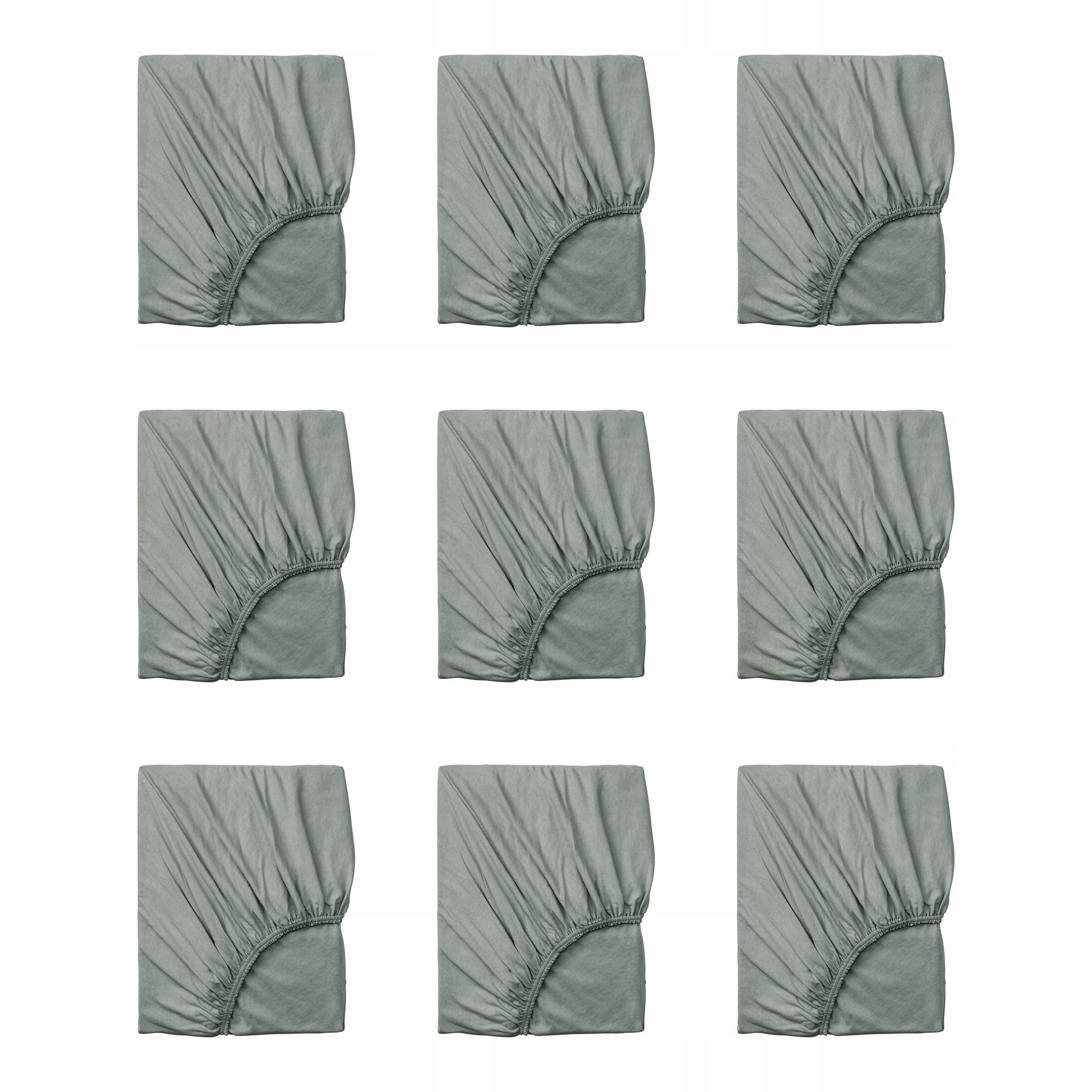 9 szt. z gumką 80x200 cm szarozielone bawełna