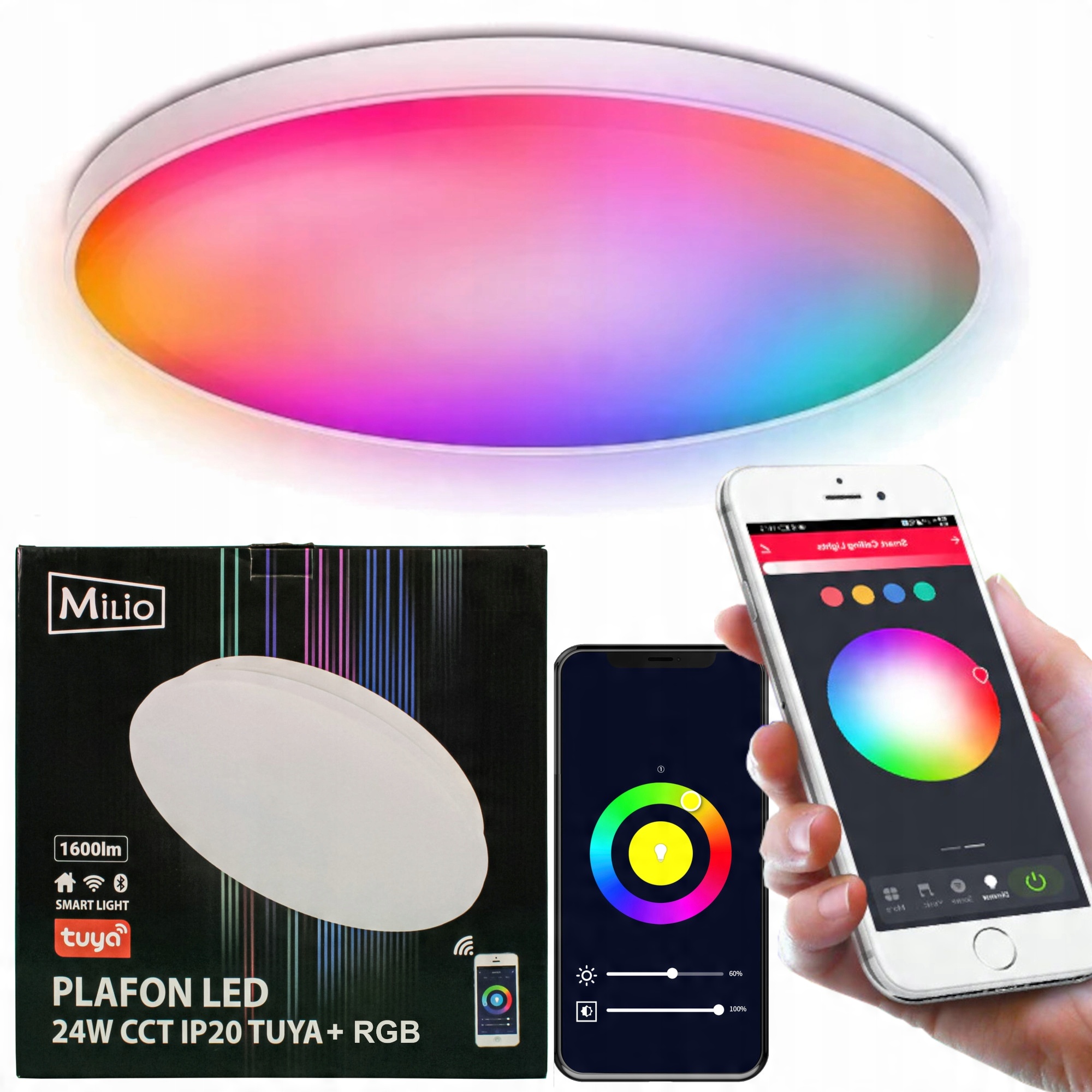 

Plafon Led Lampa Smart 24W 1600lm Rgb+cct Tuya