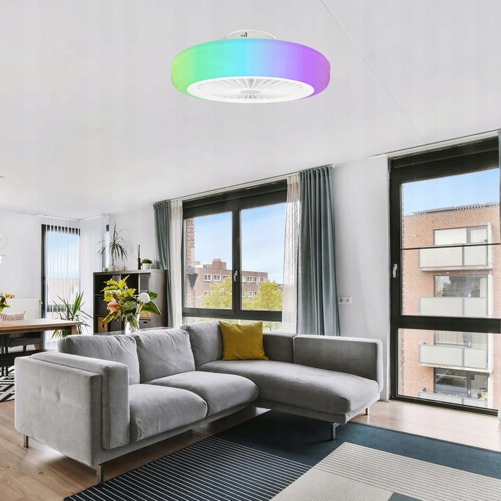 WENTYLATOR SUFITOWY WIATRAK LAMPA PLAFON LED RGB Funkcje oscylacja