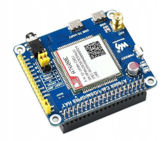 A7600E Lte Cat-1 Hat RPi, nízká rychlost 4G 2G Gsm Gprs