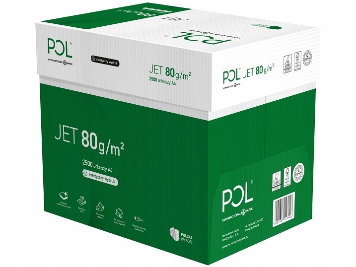 

Poljet papier do drukarki A4 80g 2500 ark. 5 ryz