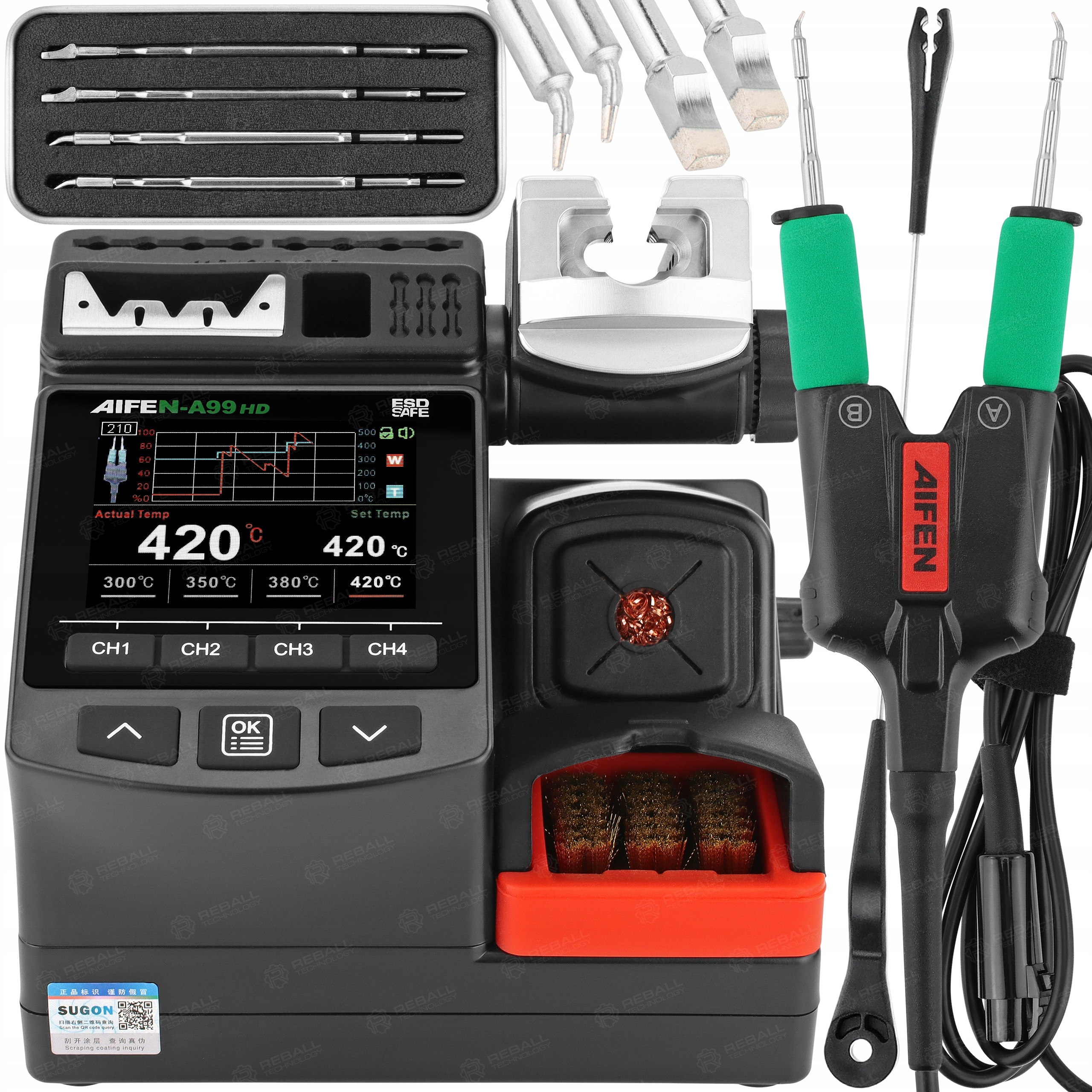 Stacja Lutownicza Termo Pinceta Pęseta Aifen A99HD 320W +4 Groty C210 Is 3D