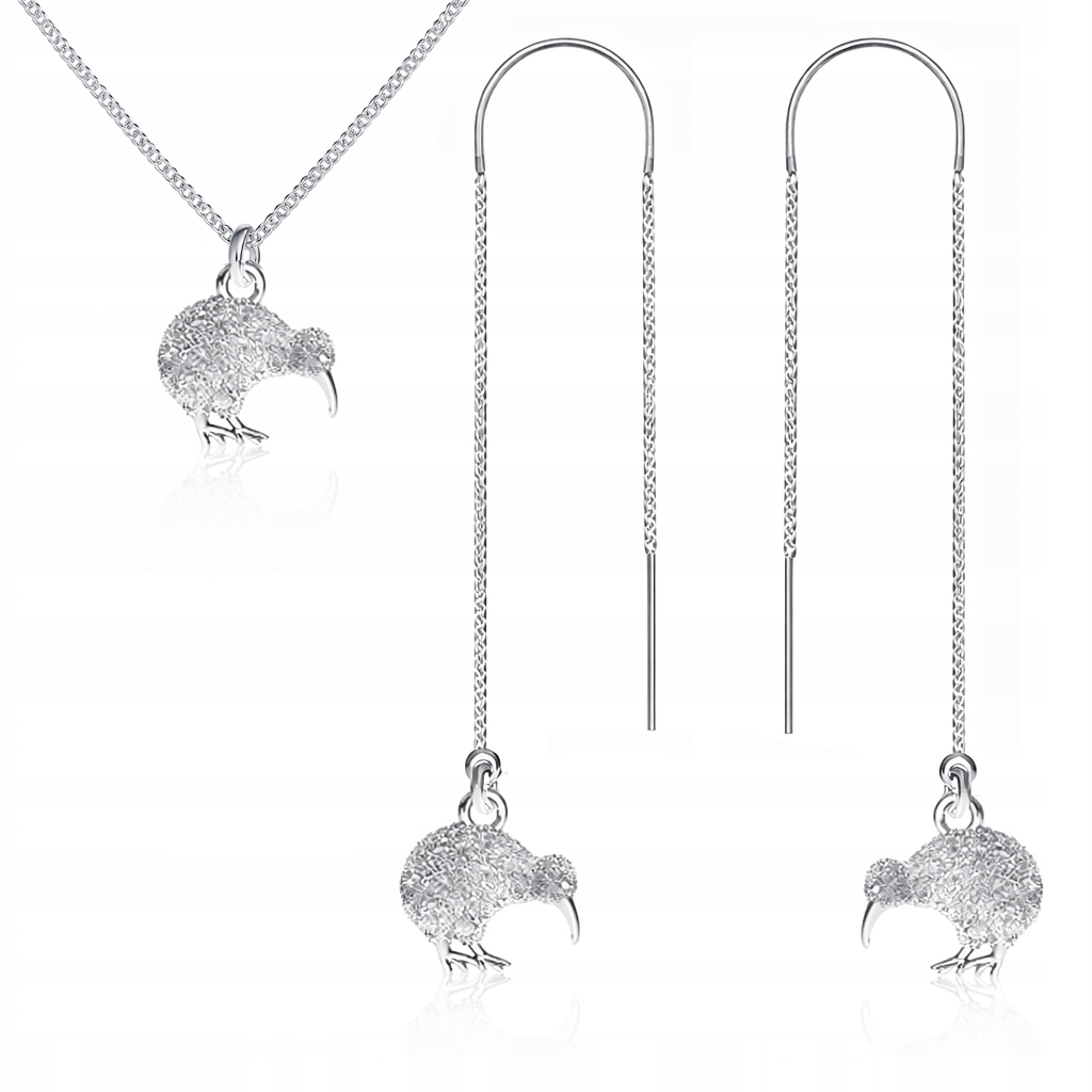 Ptáček Kiwi Stříbrný komplet pancíř náušnice provlékací stříbro 925