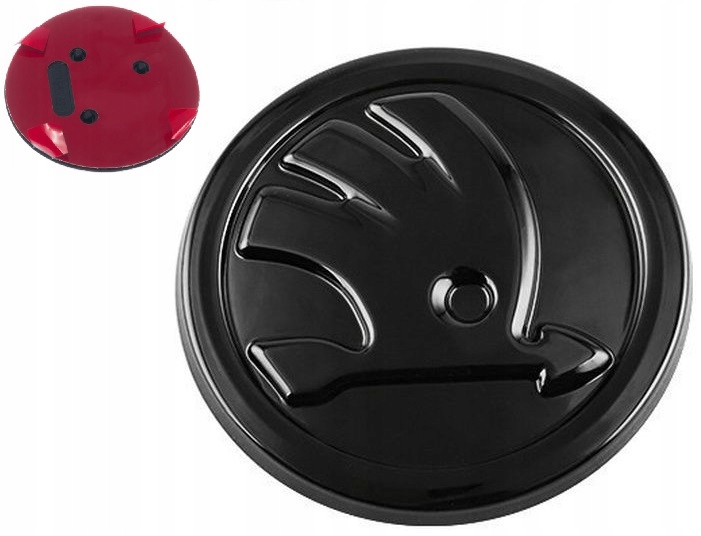 

3D Skoda Emblema Znaczek Czarny Mat 90mm Przód Tył