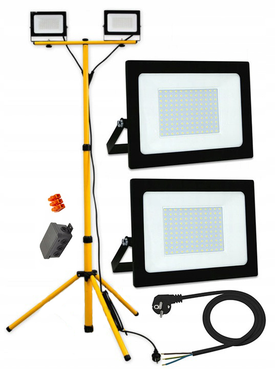 

Naświetlacz Halogen Led 2x 100W statyw i przewód