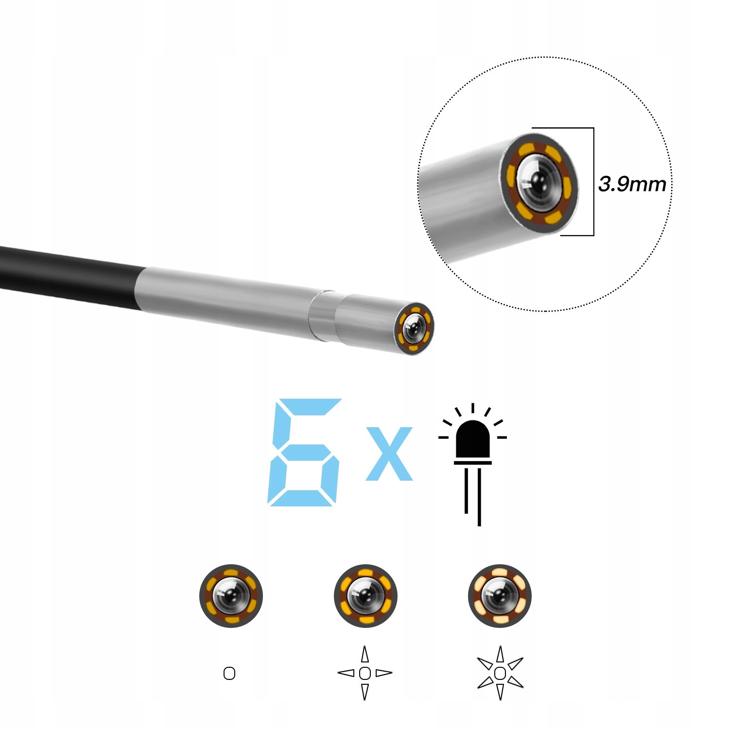 Kamera INSPEKCYJNA ENDOSKOP 10M 6LED FULL HD 3 9mm Producent code P30 3 9mm