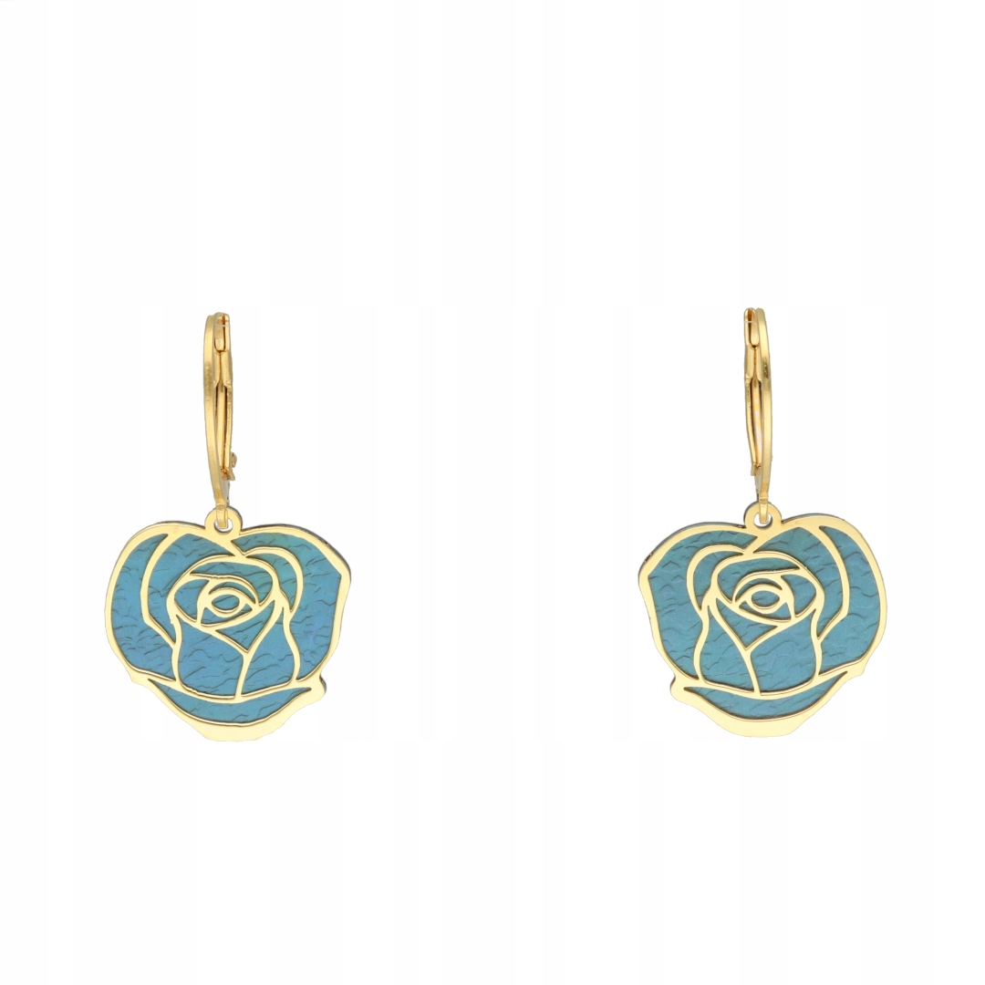 Náušnice tyrkysový květ růže titan stříbro pozlacené