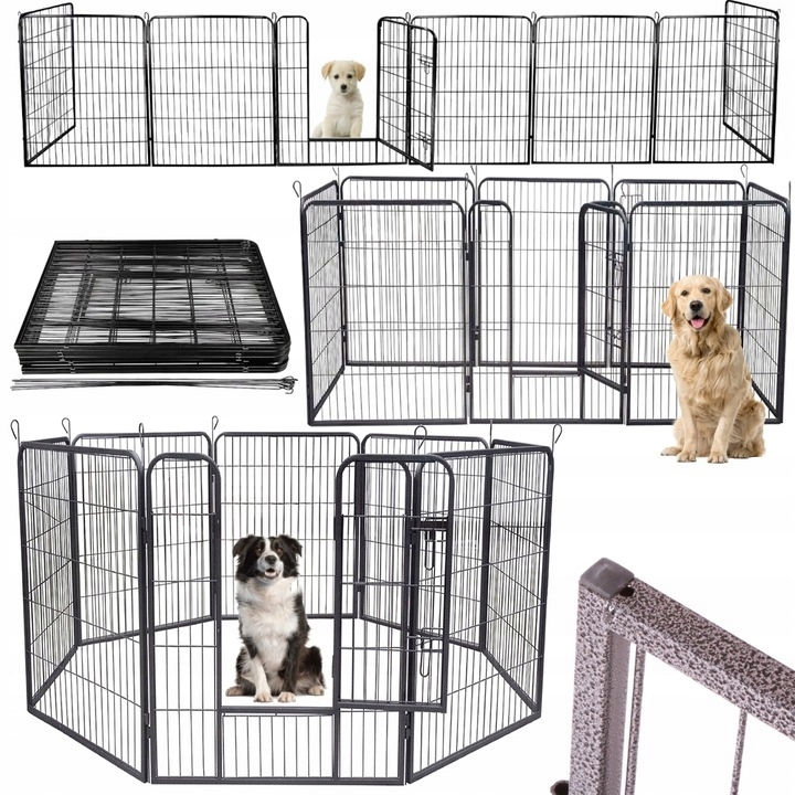 Kojec Wybieg Zagroda Klatka dla Psa Psów i Szczeniąt 8 paneli 80x60cm 15kg
