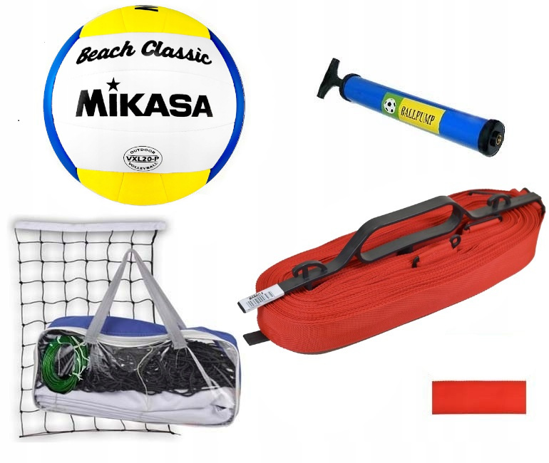 Set na Volejbal Červené linie, síťka Volleynet, míč Mikasa, pumpa