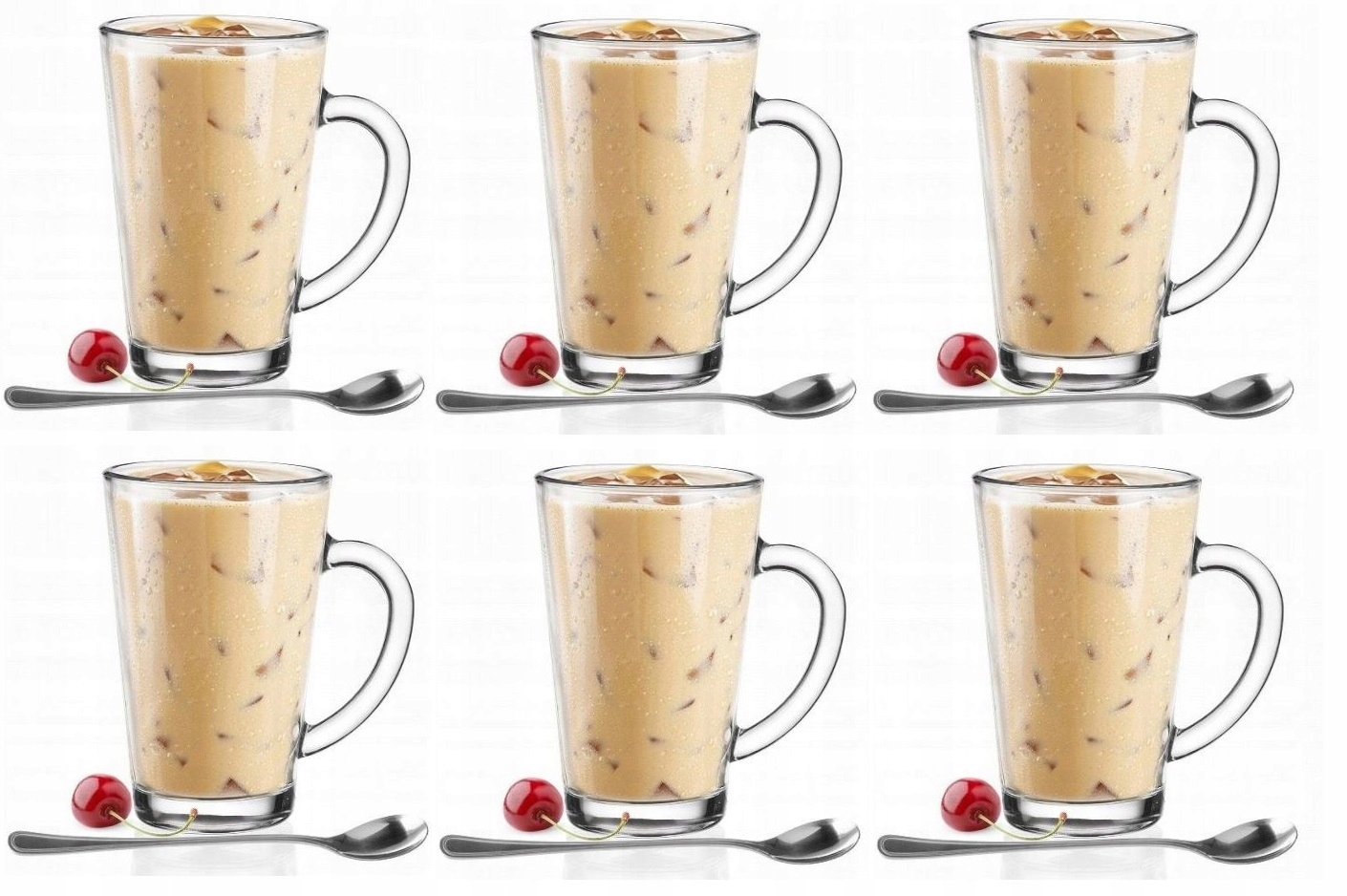

Kubki szklanki Latte 6 szt 300ml łyżeczki długie