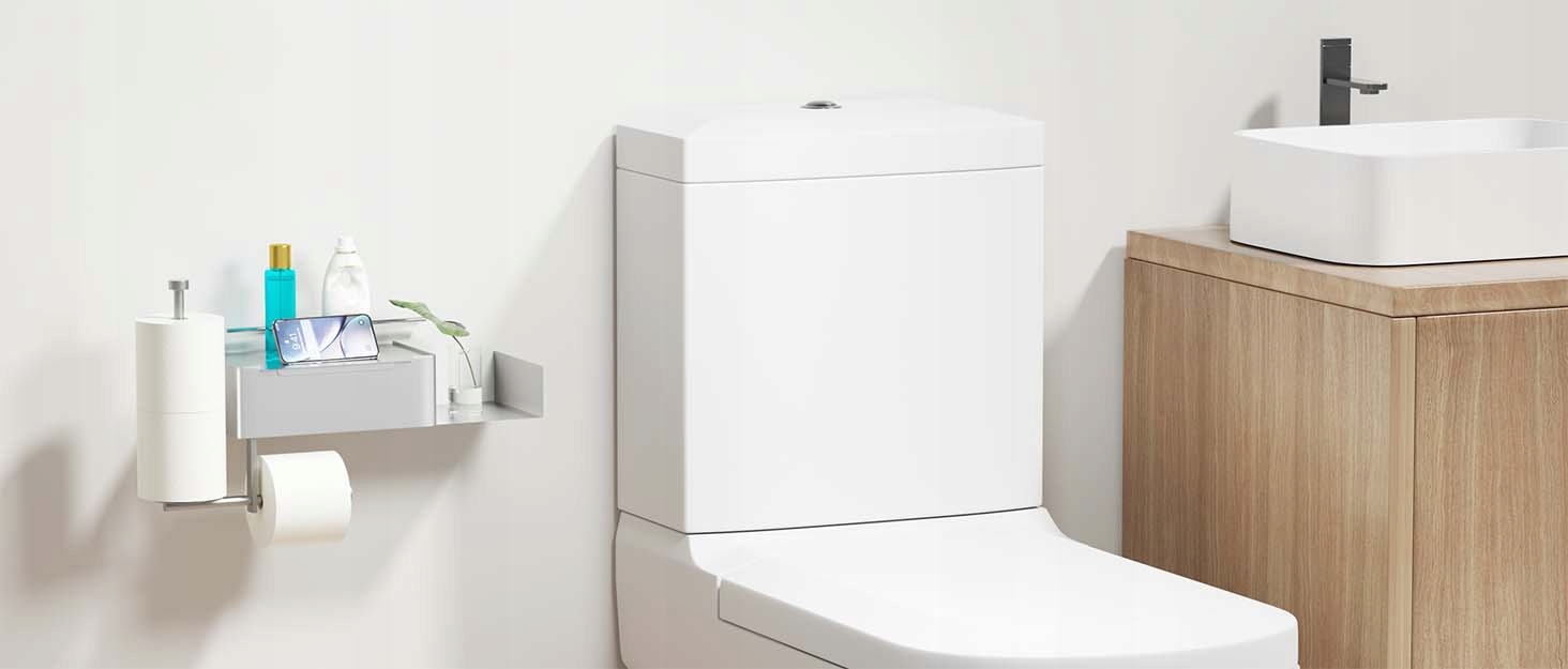 UCHWYT NA PAPIER TOALETOWY BEZ WIERCENIA STALOWY SAMOPRZYLEPNA SREBRNY Wysokość produktu 17.4 cm