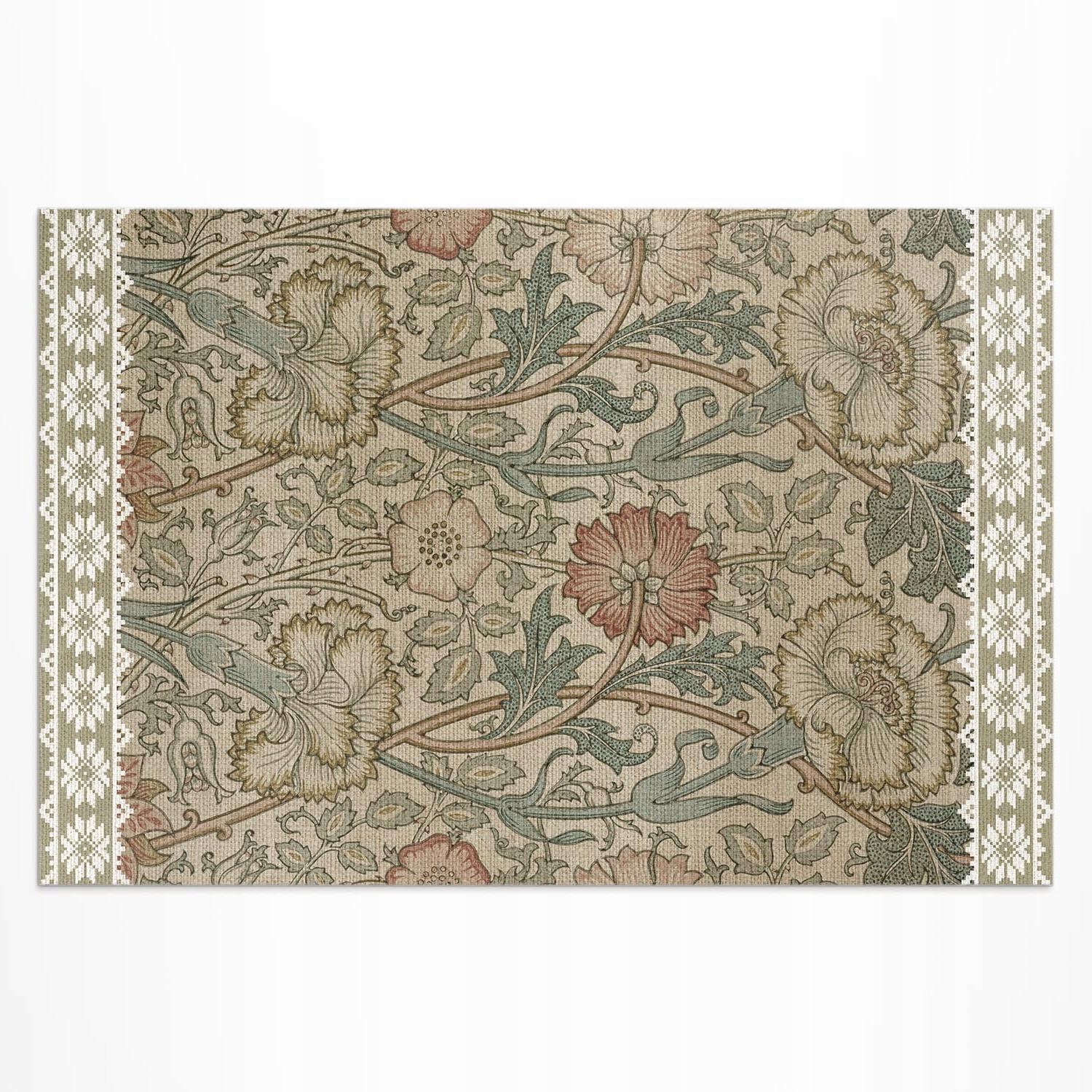 Vodotesný vinylový koberec s potlačou Divoká ruža William Morris 80x120 cm