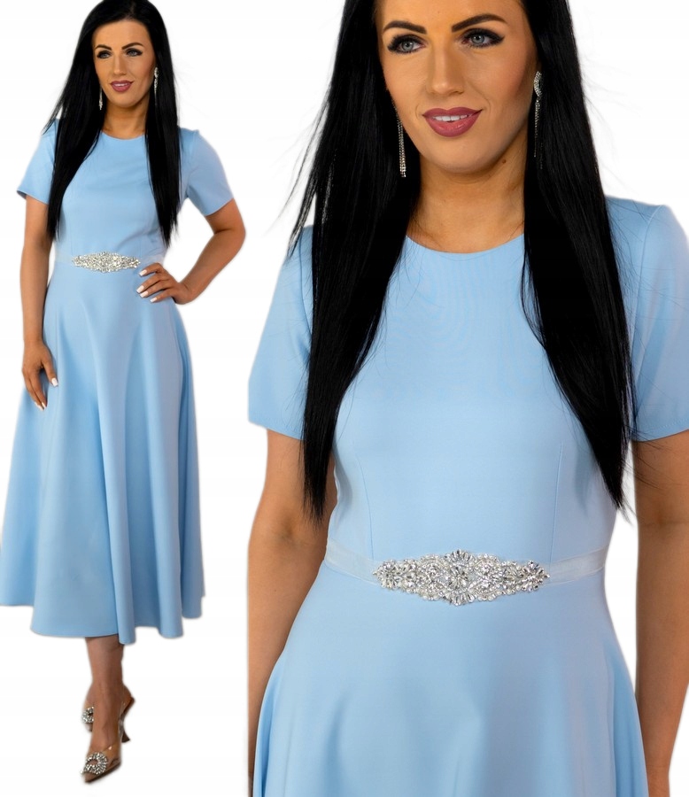 Dámské šaty na křtinové přijímání Elegantní Šaty Svatební Hostina Modrá M