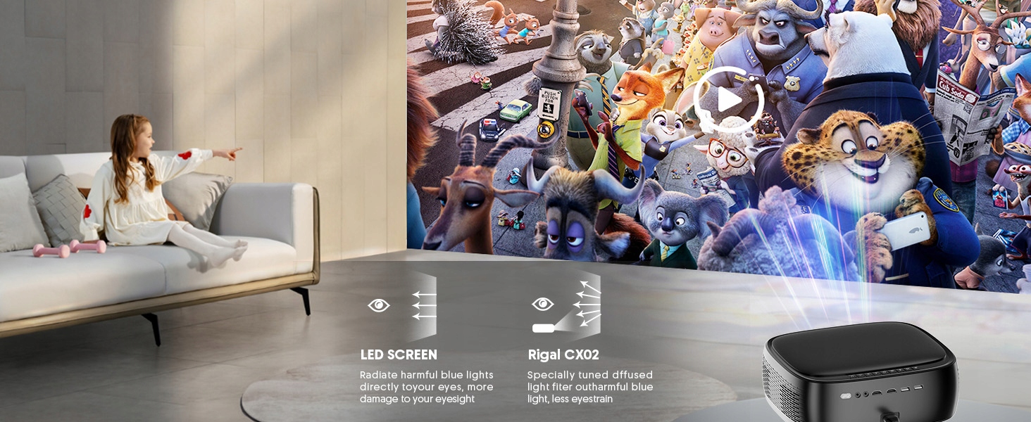 HDeye Projektor CX02 z autofokusem i obsługą 4K WiFi 6 i Bluetooth 5.2 Żywotność lampy w trybie normalnym 50000 h