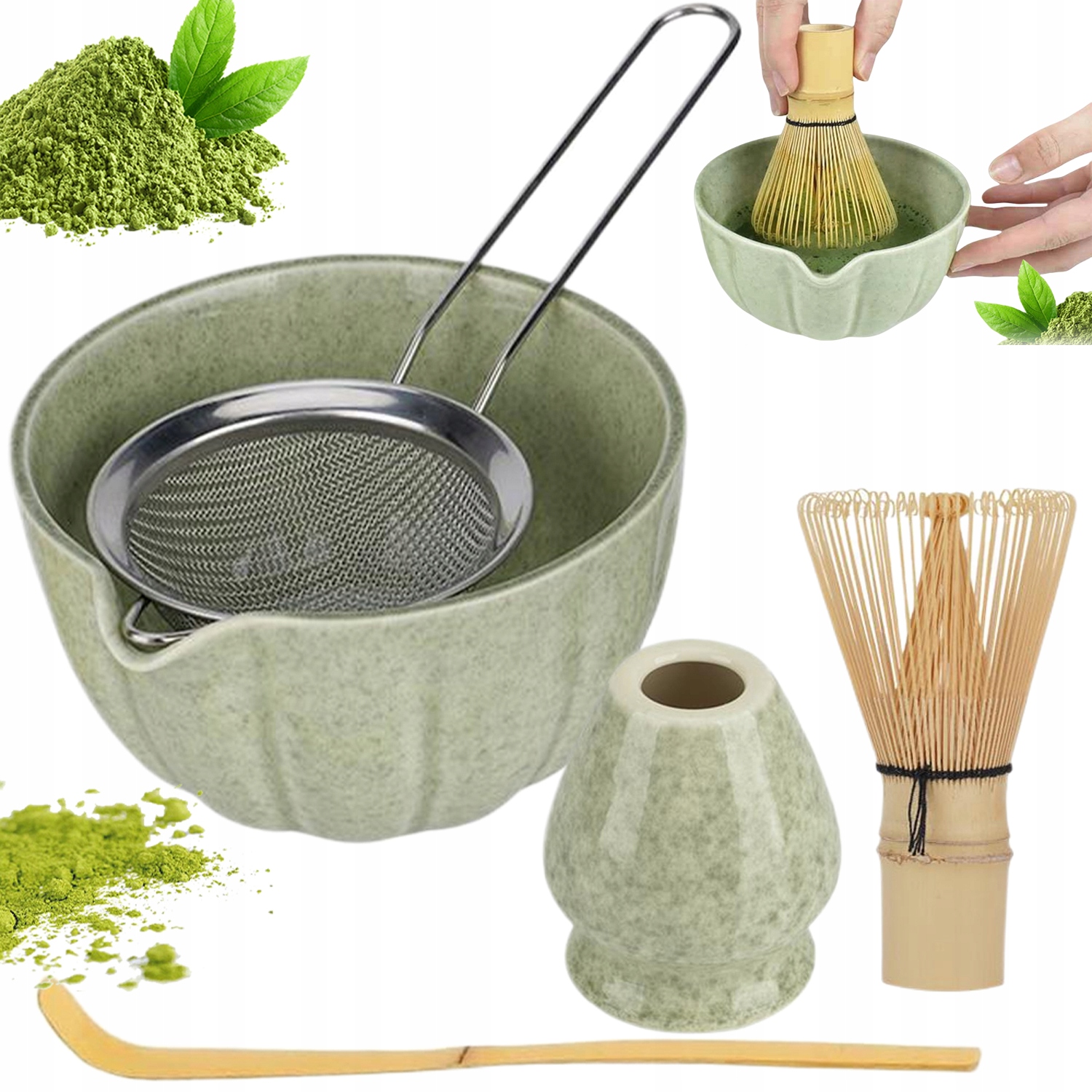 Bambusová Příprava Matchy 5 Ks Chasen Chashaku Šlehací Metla