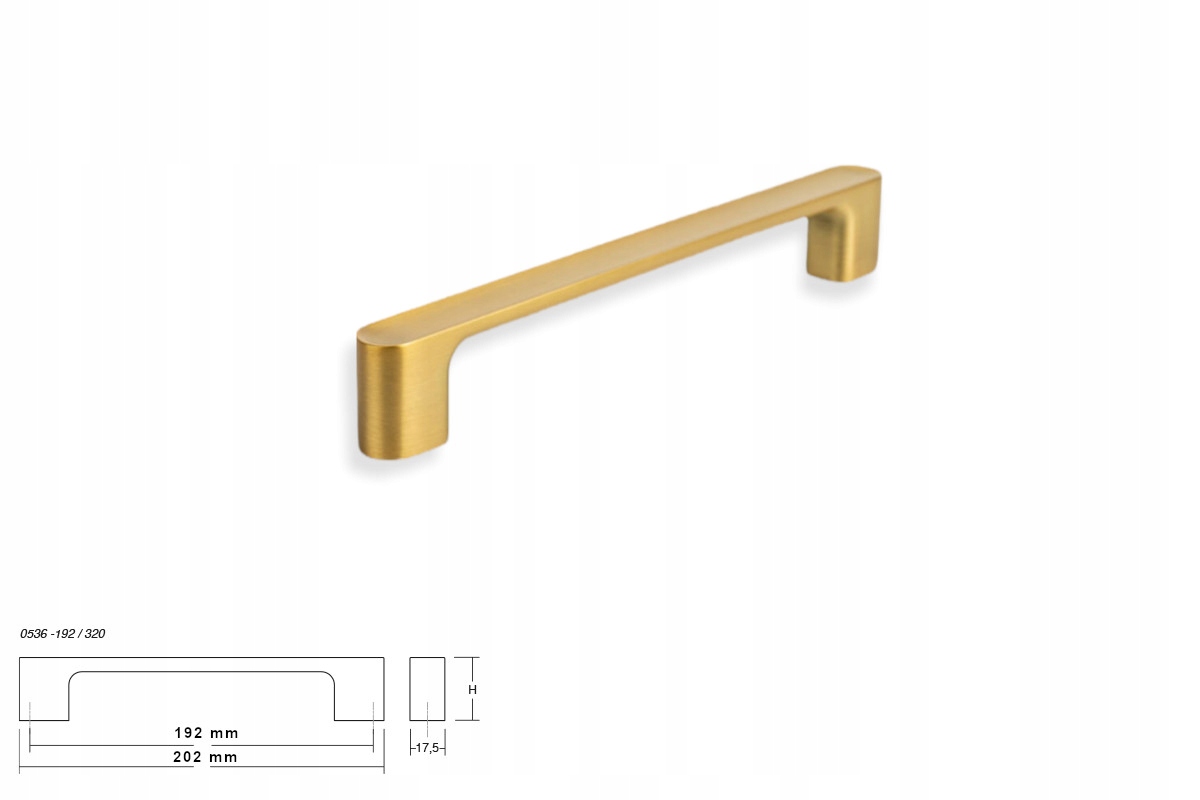 Nábytková úchytka Viefe Luv 0536 rozteč 192, délka 202 mosaz cava