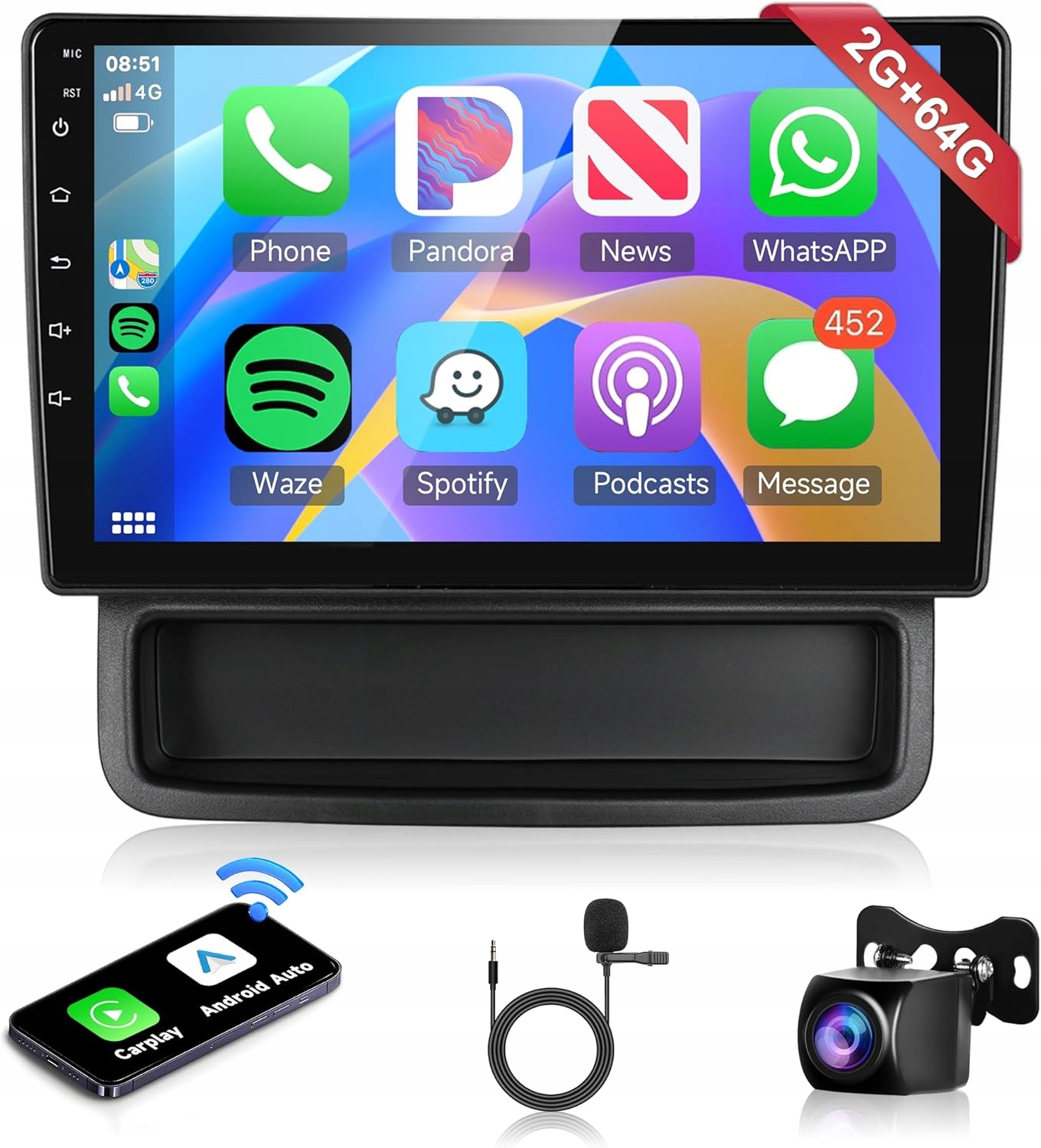 Camecho Rádio 2G+64G Android 13 10" pre Vivaro Trafic Primastar Carplay Gps