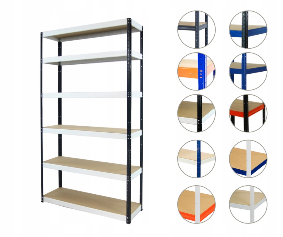Kovový regálový garážový skladový regál Helios Hbw 196x120x35 6x275 kg