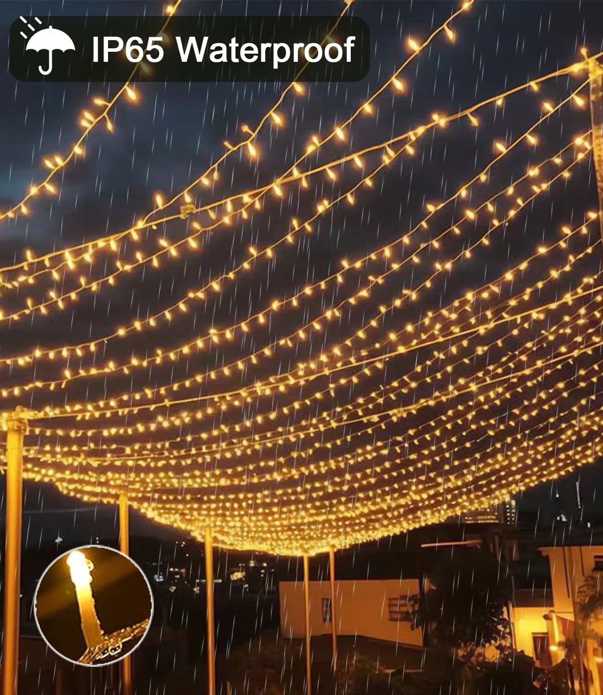 YOMISTAR Kurtyna Świetlna Z Timerem 8 Trybów Wodoodporna 6x3m 600 LED — miniatura 7