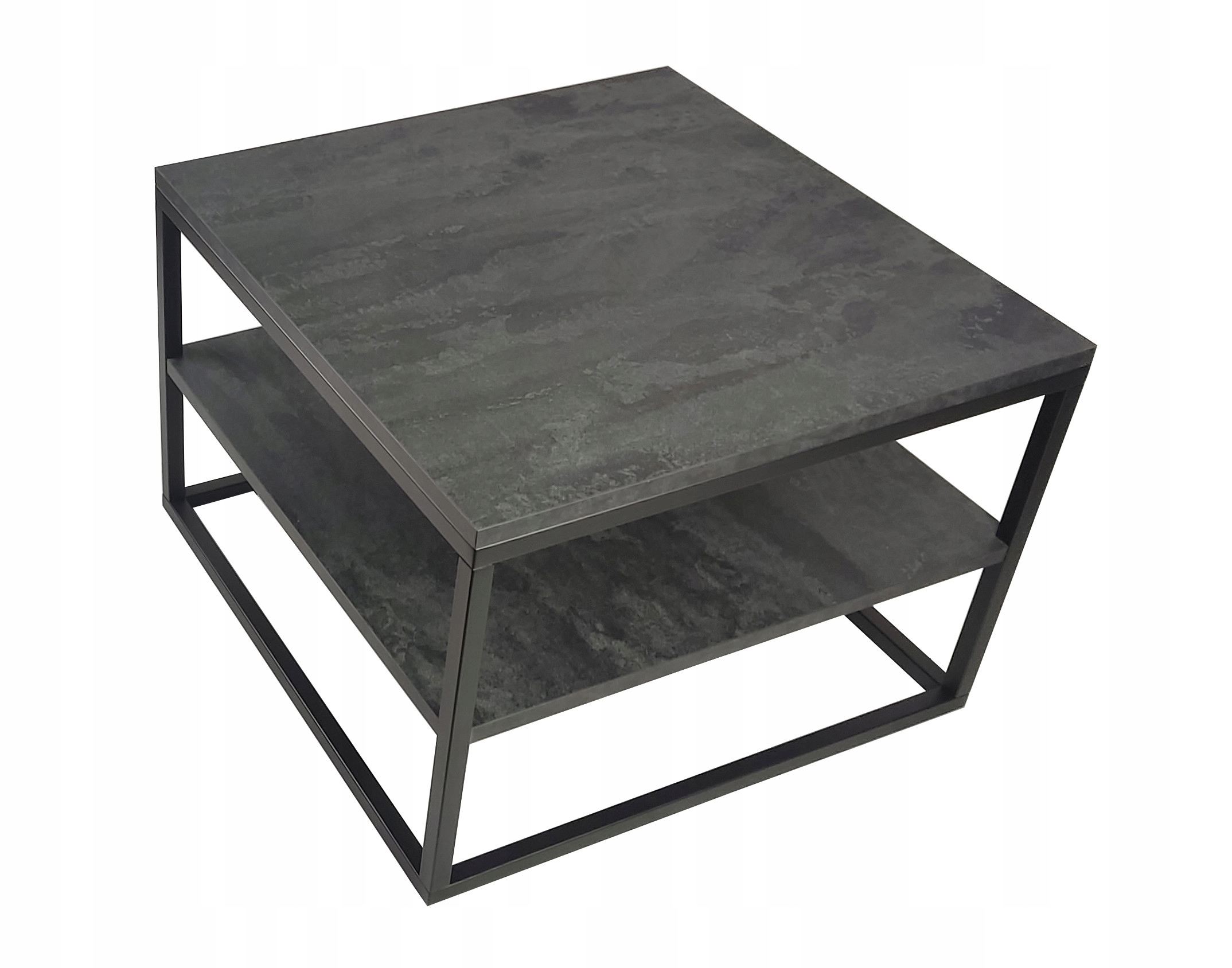 Kávový stolek s policí Beton černý 60x60