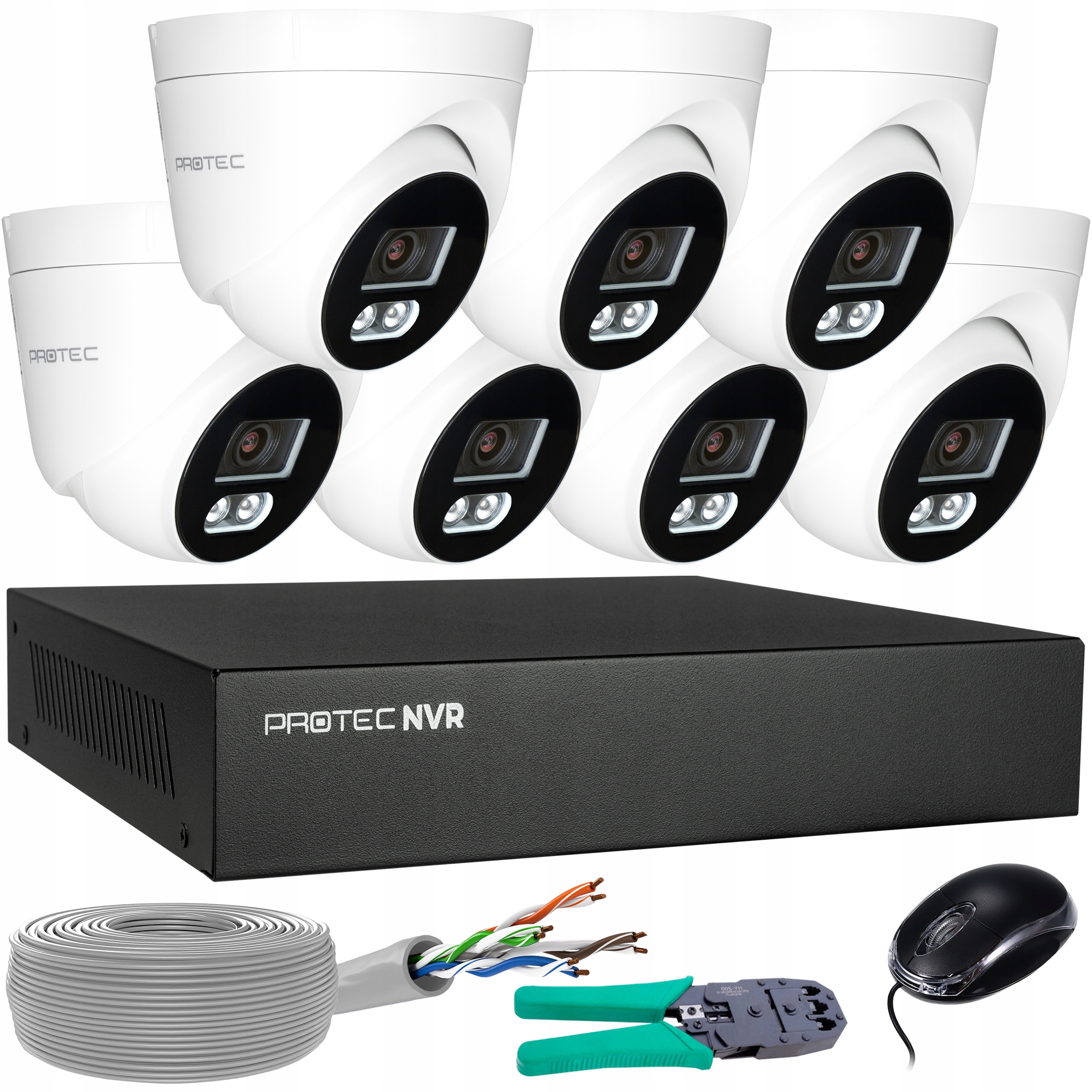 Monitorovací sada 7 kamer Ip 8MP 4K Poe Detekce lidí bez hdd