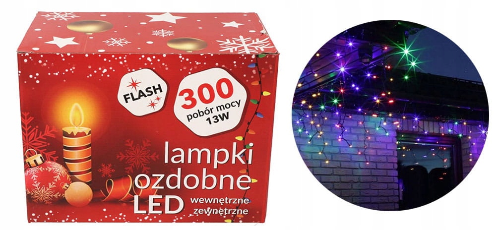 Rampouchy Záclona Lampy Girlanda 300 Led Venkovní Vánoční Multicolor