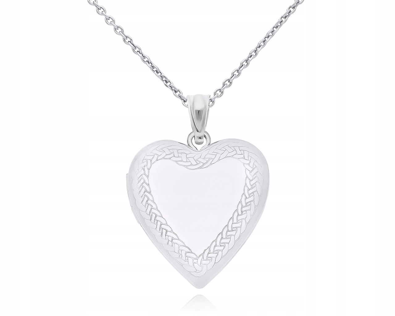 Stříbrný náhrdelník se srdíčkem-medailonkem na fotky gravírování, délka 50 cm, stříbro 925