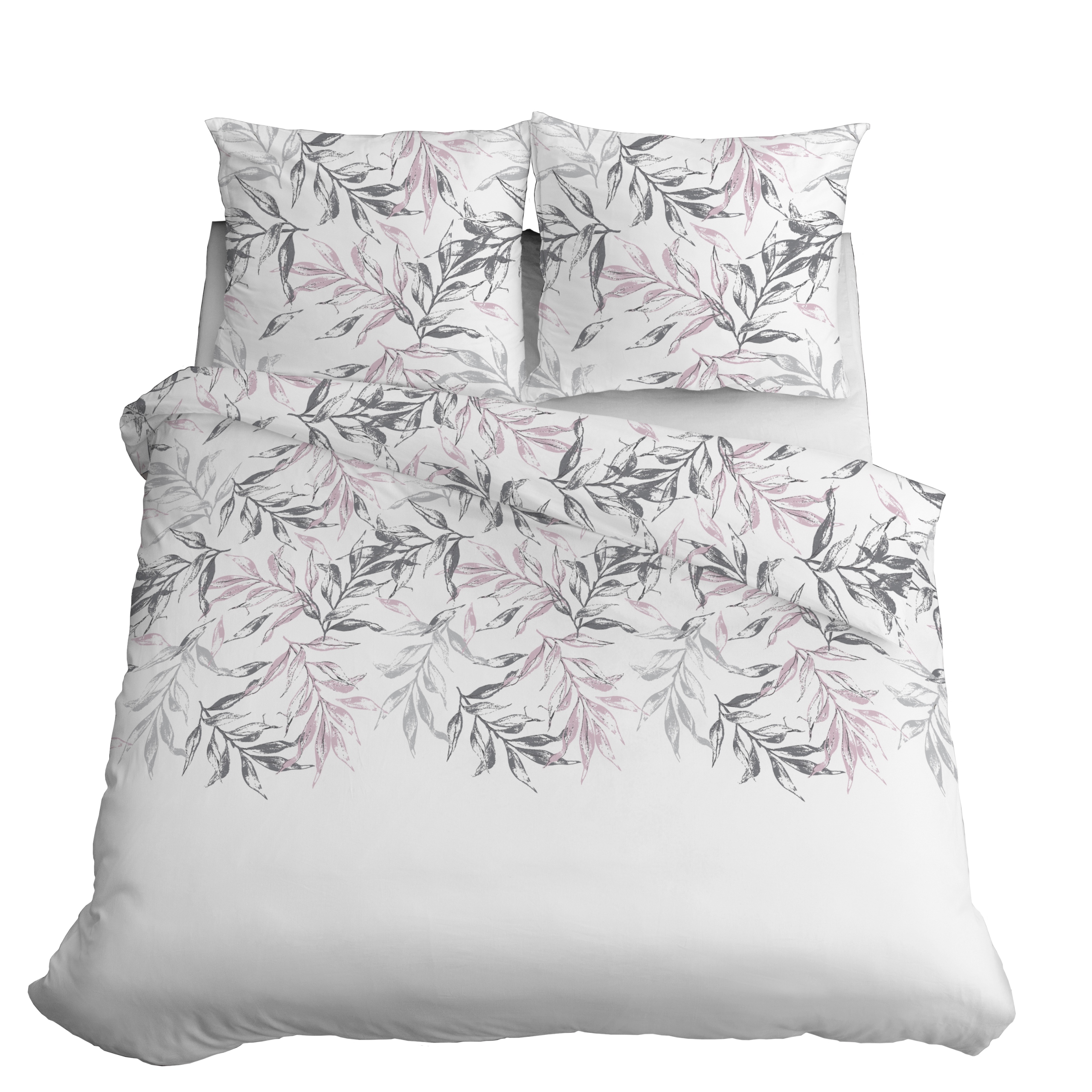 Komplet Pościeli Satynowej 220x200 Biały Kwiaty 100% Bawełna