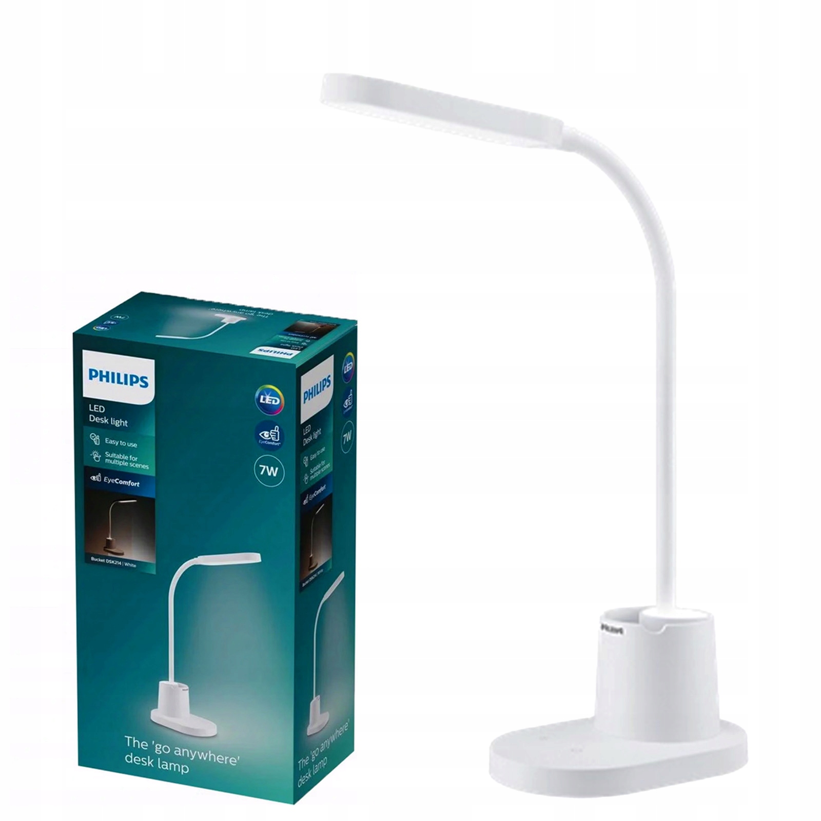 Stolní lampa Školní noční Led 7W Cct Stmívatelná Usb Bílá Philips