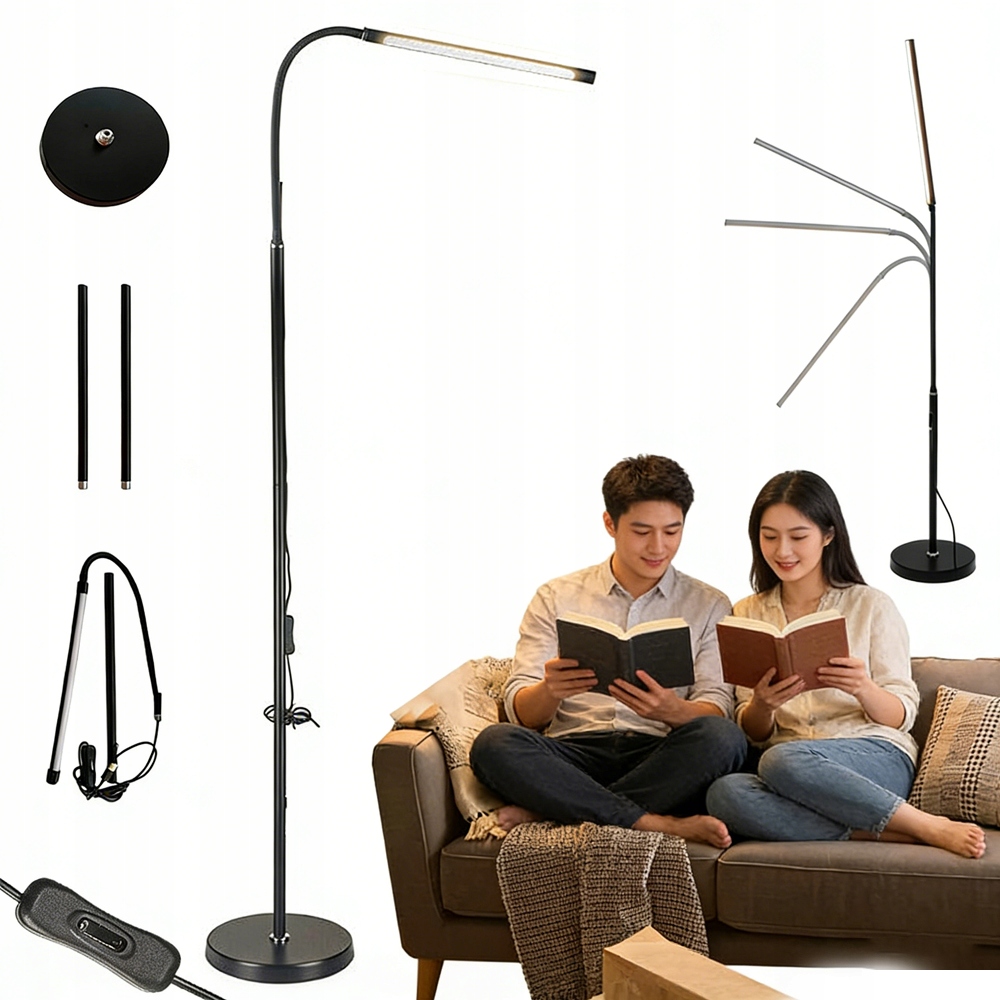 Obývací Podlahová Lampa Flexibilní Led 140 CM Usb Pro Čtení 7 W