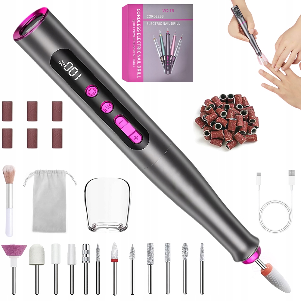 Profesionální Bruska Na Nehty Bezdrátová Sada Na Manikúru 800 Mah