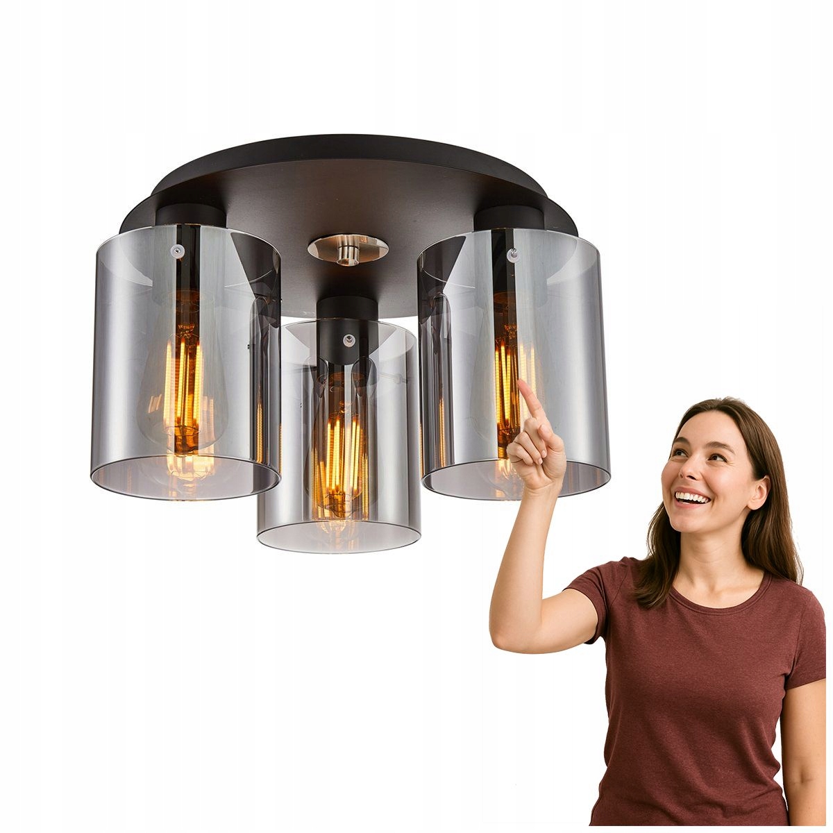 Stropná lampa Sardo čierna 3xE27 Italux