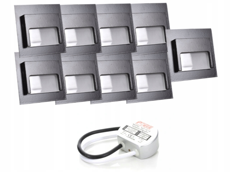 Sada Led schodišťové halogenové lampy 9x napájecí adaptér