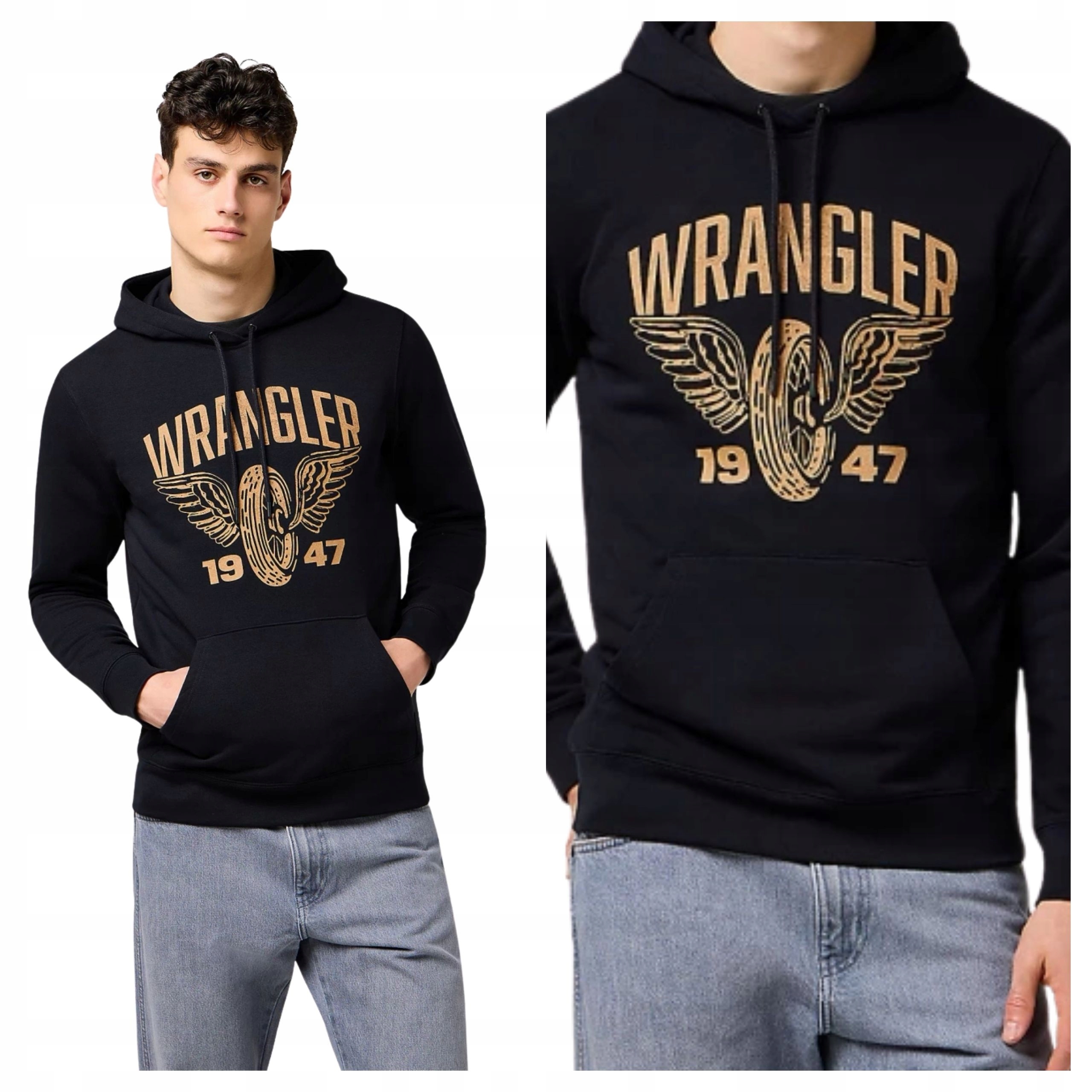 Wrangler Americana Hoodie Pánská Mikina Černá S Kapucí L