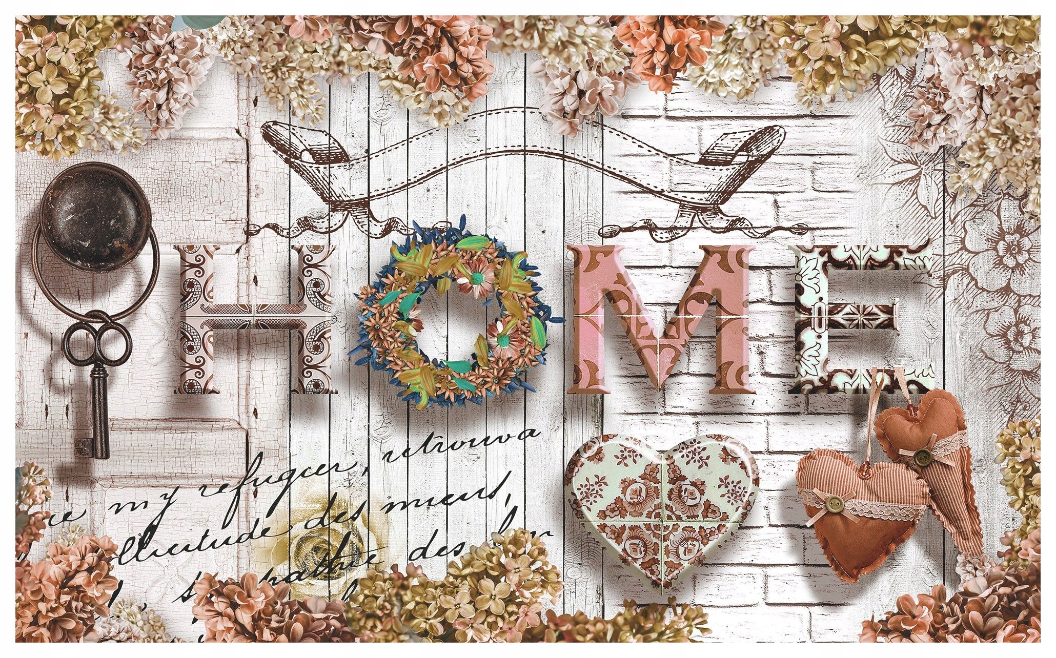 Vliesová fototapeta Květiny Vintage Rustikální dům Srdce 520x318 lepidlo