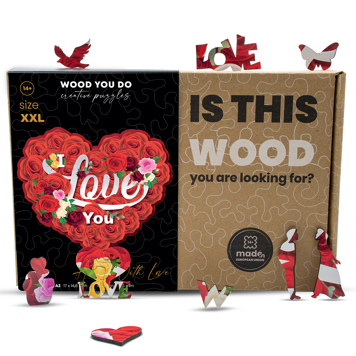 PUZZLE DREWNIANE DUŻE SERCE 140 elementów LOVE Stan opakowania oryginalne