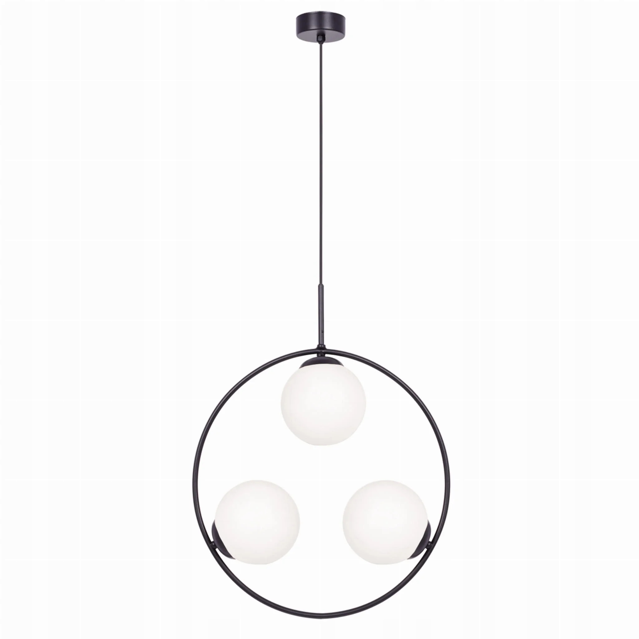 Závesná lampa okrúhla, sklenené gule, čierna Kaja