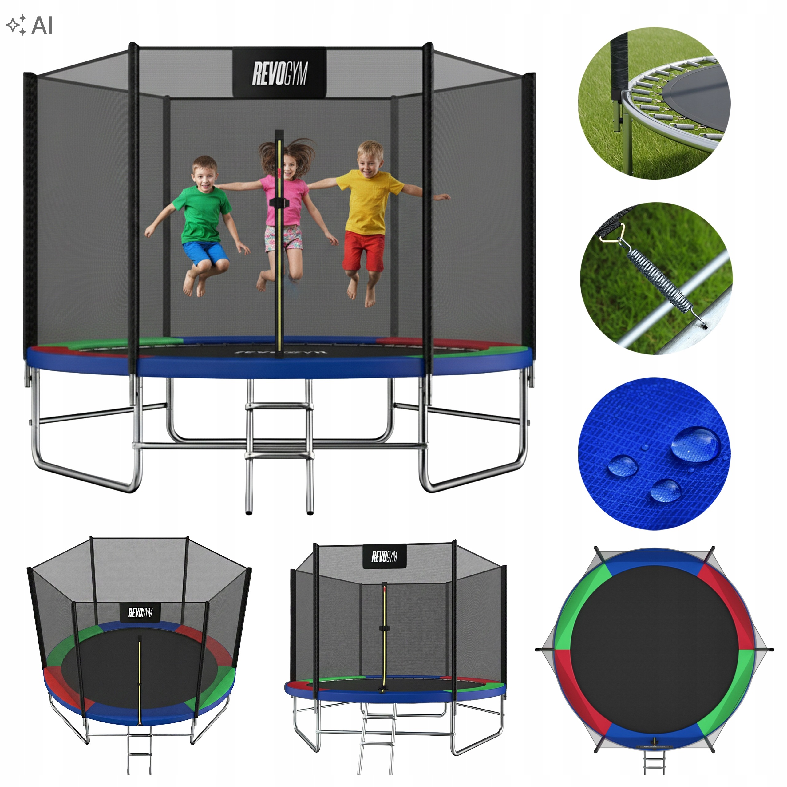 Trampolina Ogrodowa Dla Dzieci I Dorosłych Z Siatką I Drabinką 244 CM 8 Ft