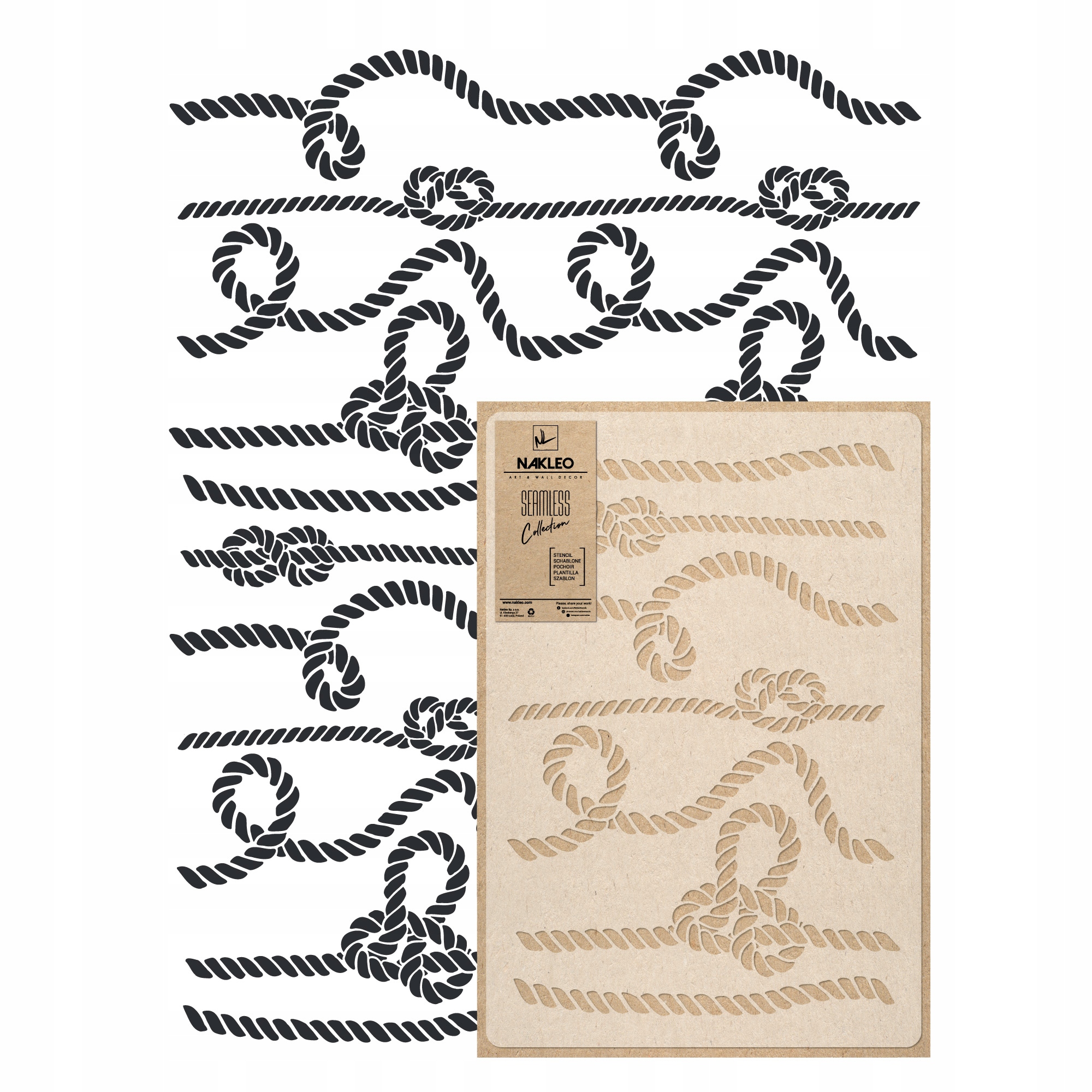 Opakovatelná malířská šablona Opakovaně Použitelný 59x95 cm Tapeta Námořnická lana